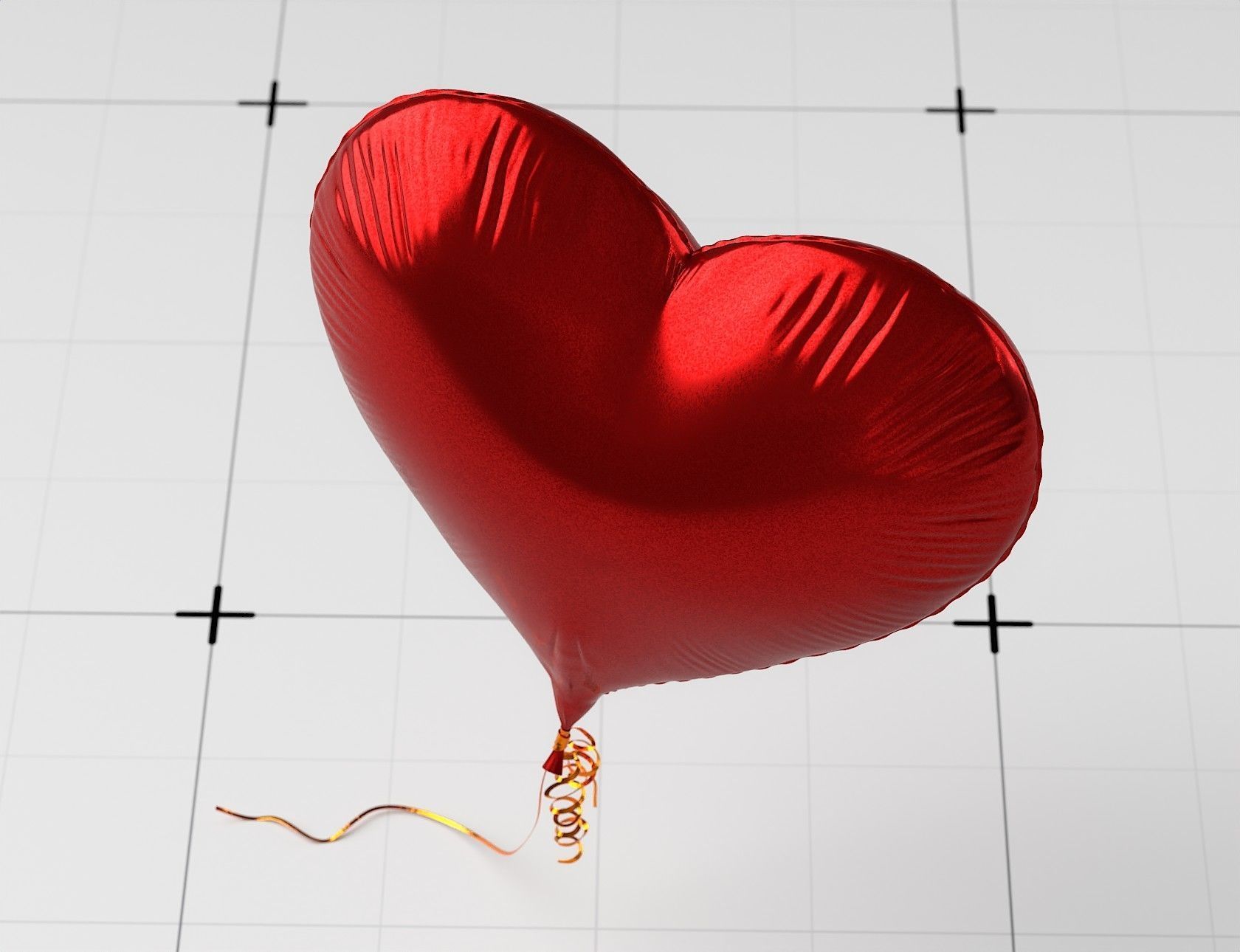 Heart Shaped Helium Balloon 3D model_2