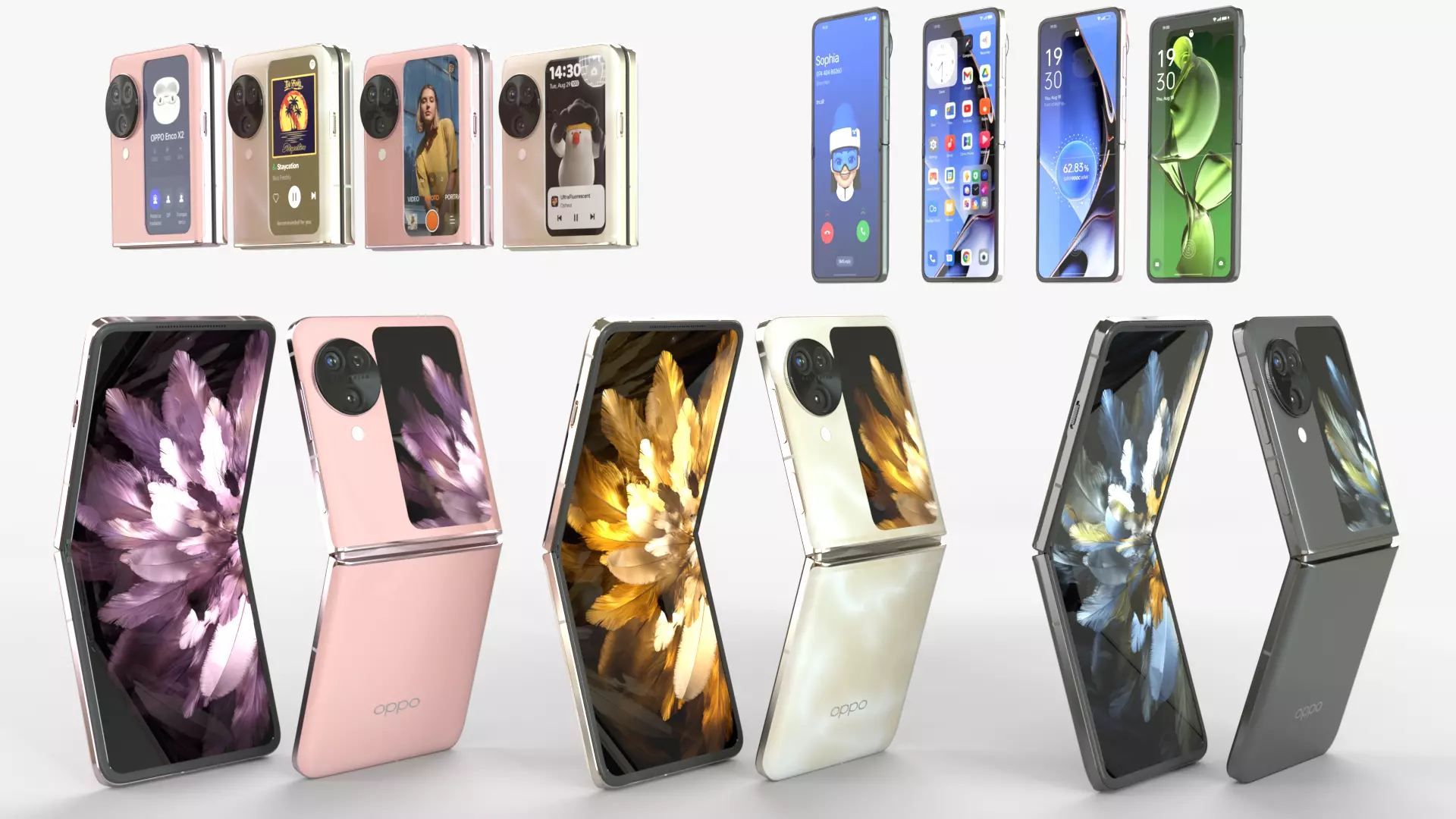 OPPO Find N3 Flip rigged animated  all colors 3D model_0