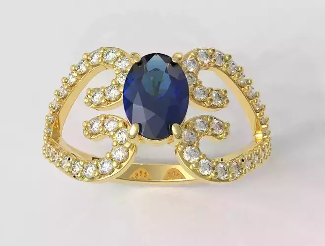 Oval Gemstone Heart Ring 