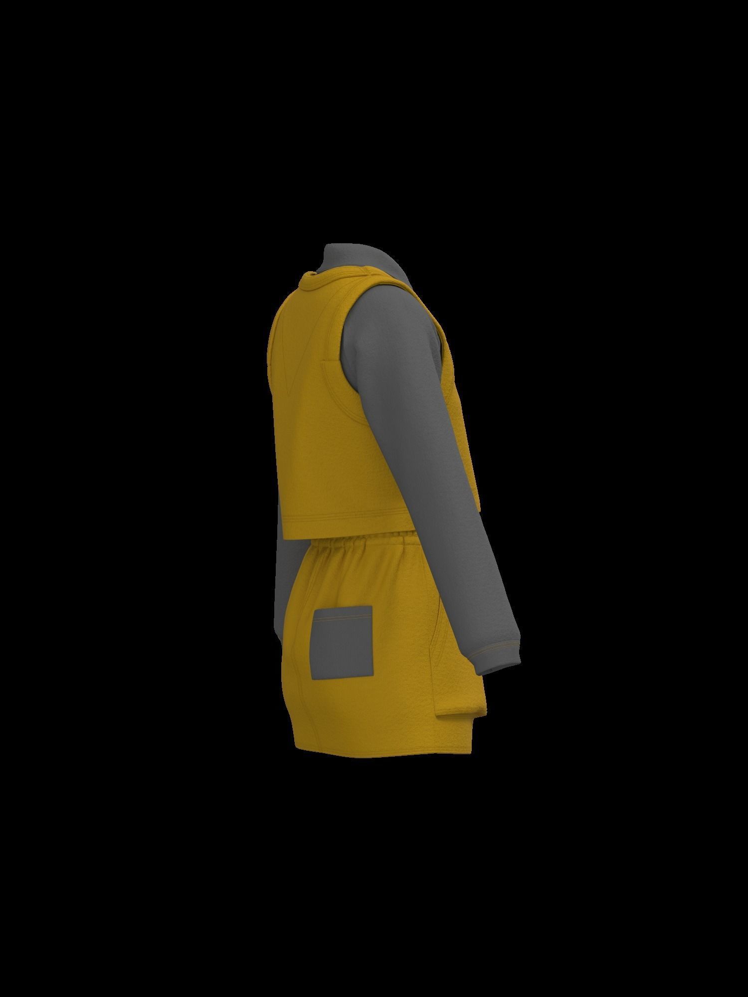 Female sweater vest skirt look 3D model_11