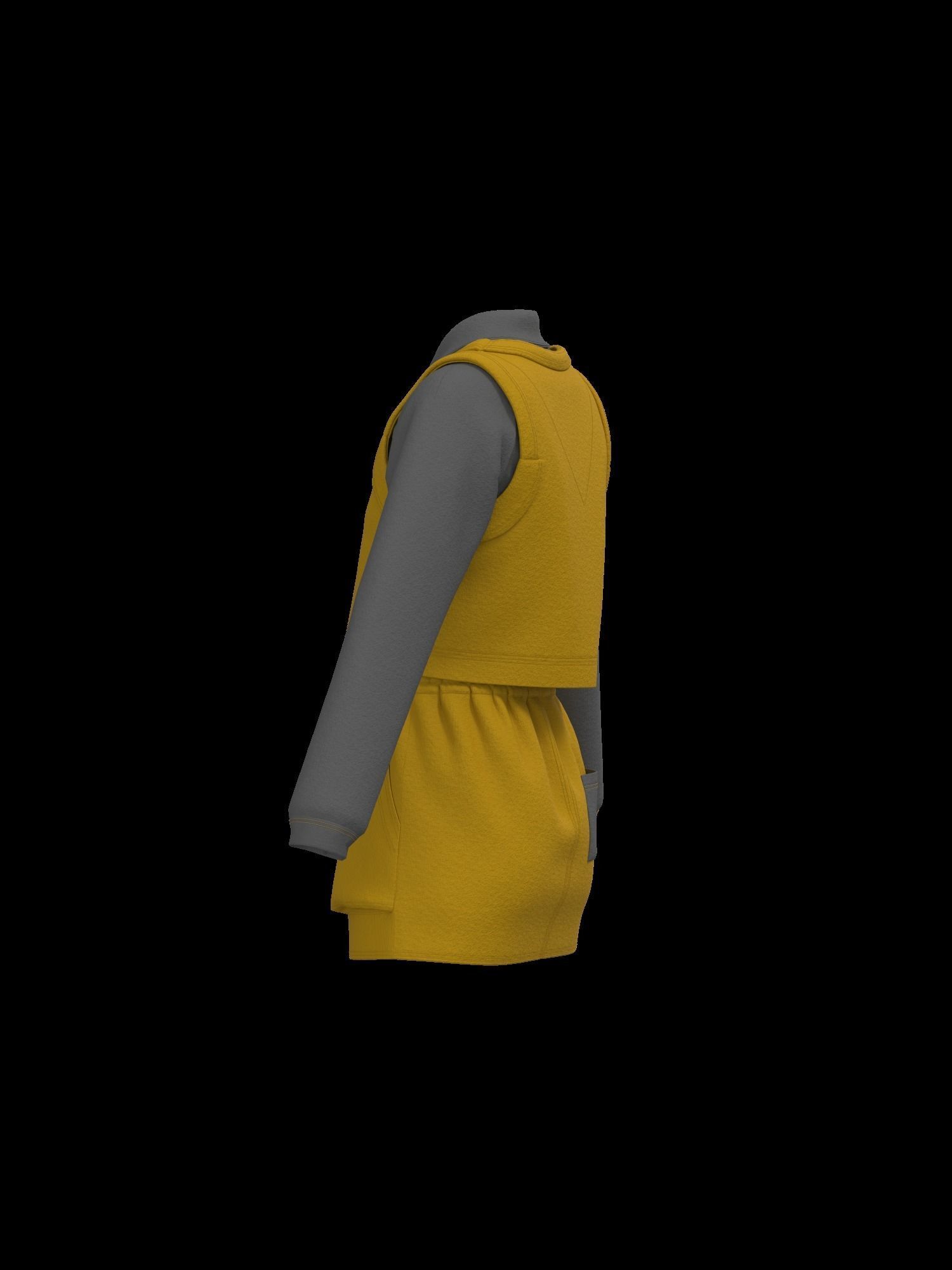 Female sweater vest skirt look 3D model_3