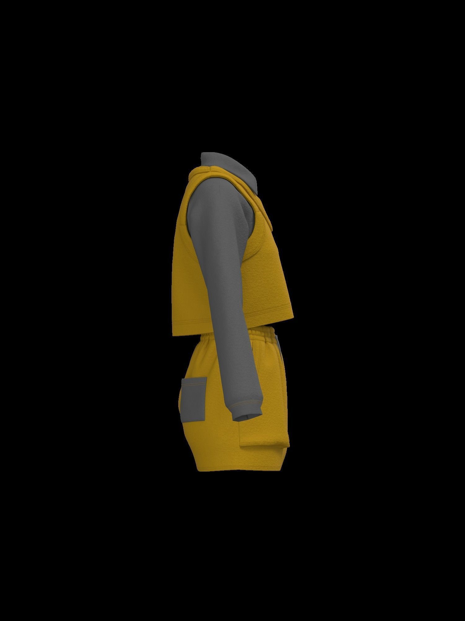 Female sweater vest skirt look 3D model_10