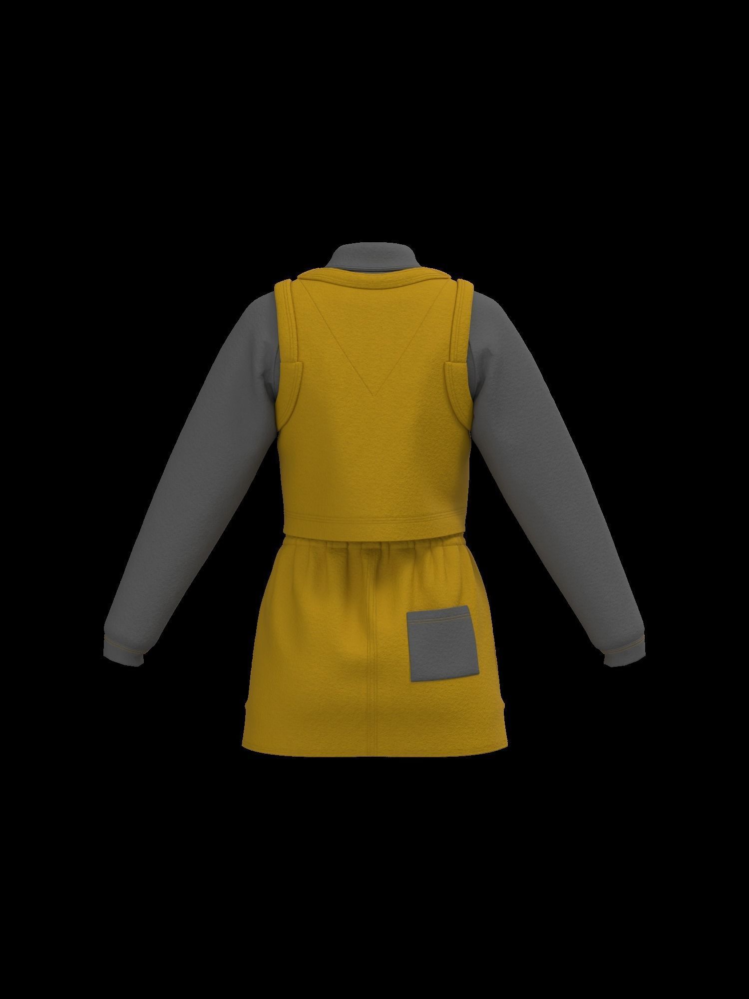 Female sweater vest skirt look 3D model_14