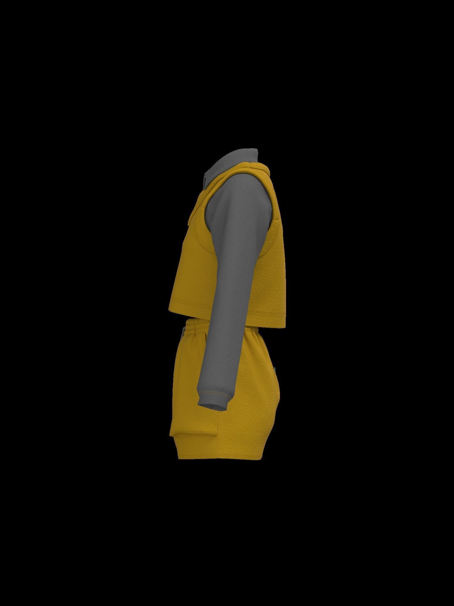 Female sweater vest skirt look 3D model_4