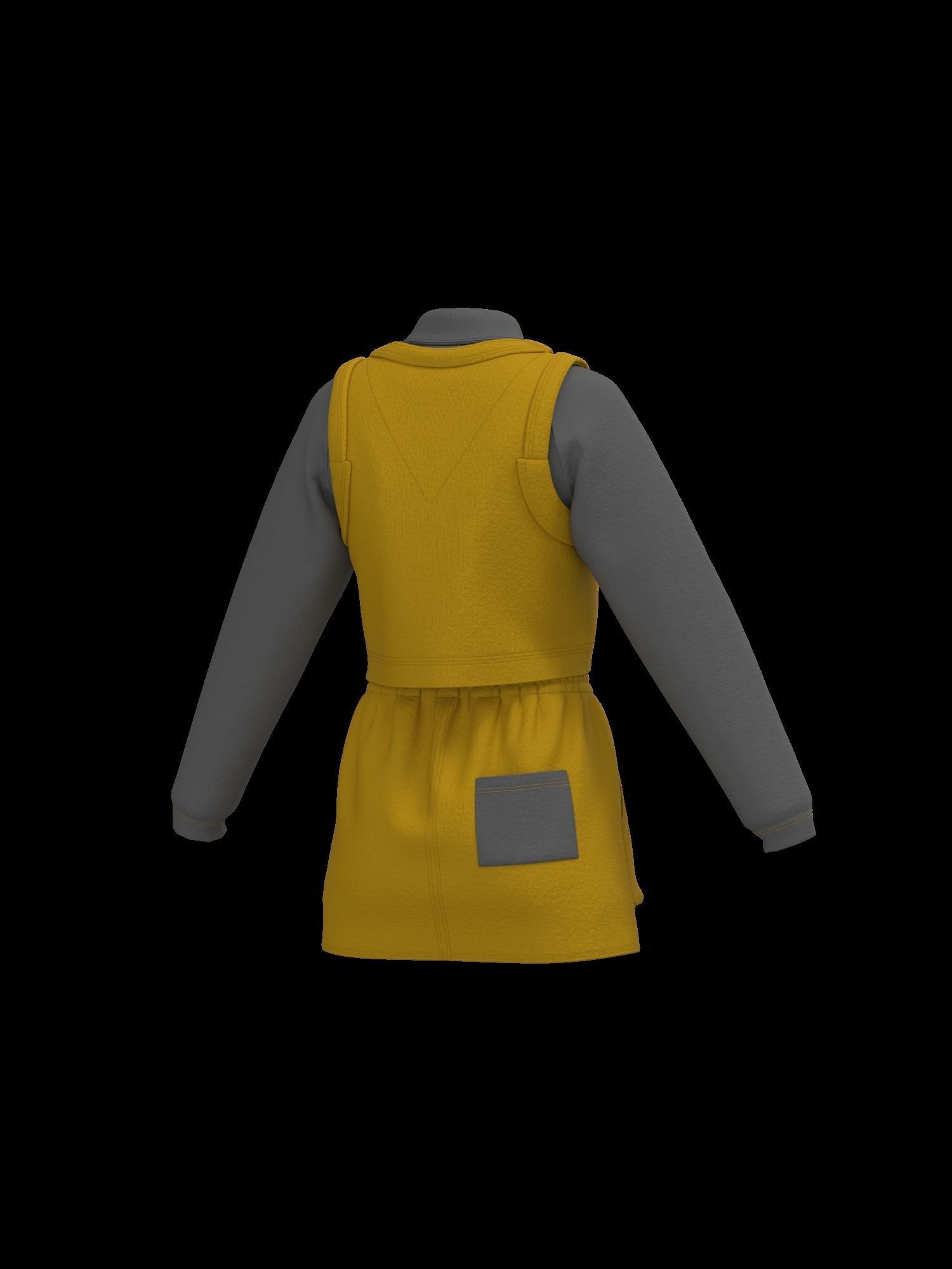Female sweater vest skirt look 3D model_13