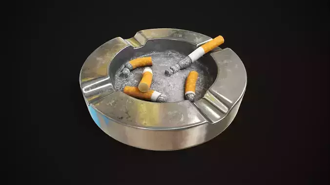 Metal ashtray Low-poly 3D model