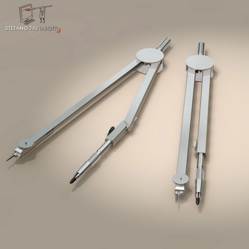 Compass measuring tool 3D model_2