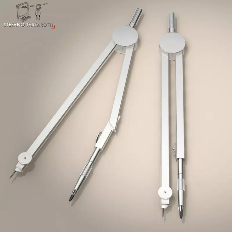 Compass measuring tool 3D model_0