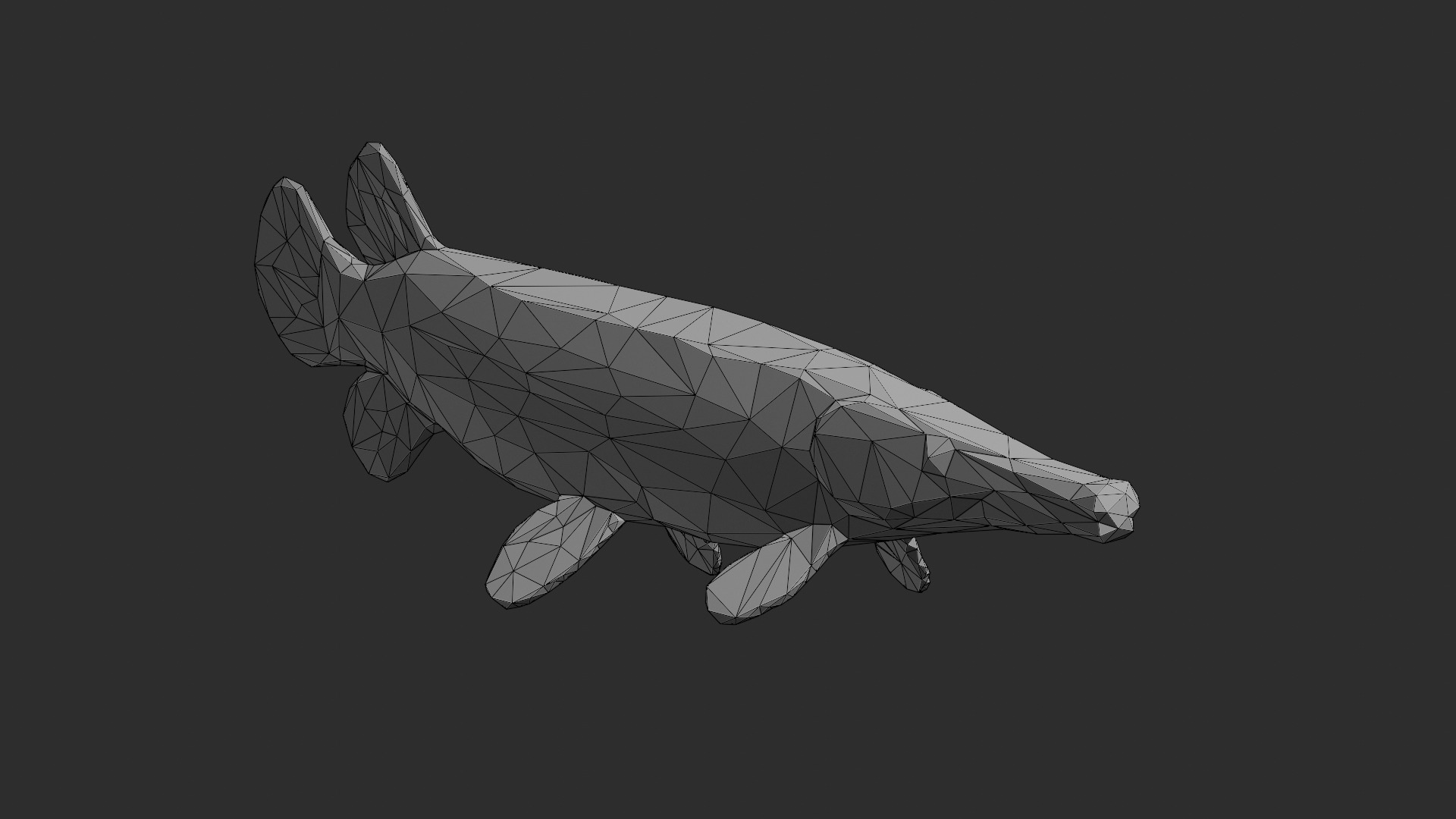Low Poly Aligator Gar Low-poly 3D model_1