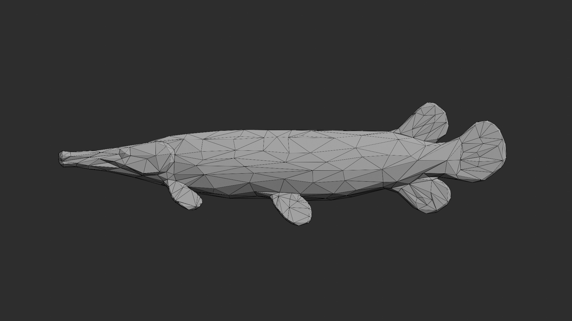 Low Poly Aligator Gar Low-poly 3D model_3