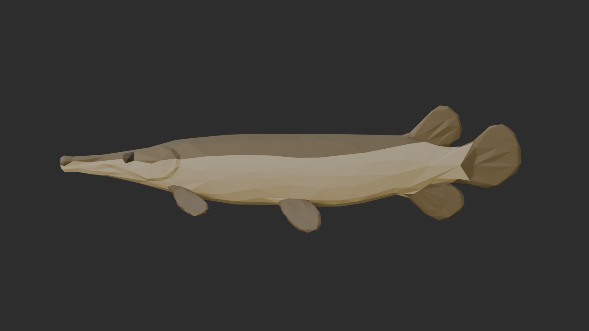 Low Poly Aligator Gar Low-poly 3D model_2