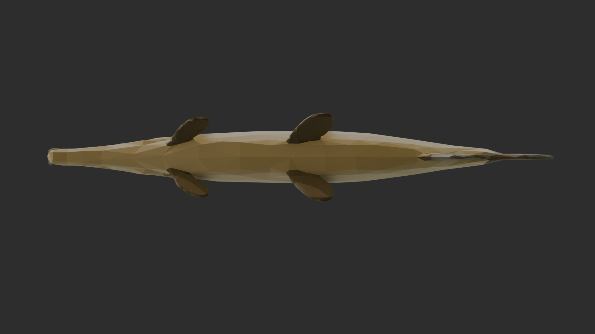 Low Poly Aligator Gar Low-poly 3D model_5