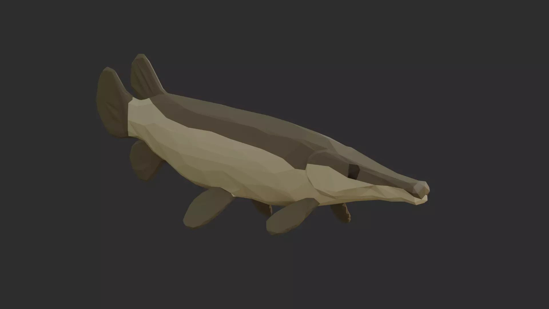 Low Poly Aligator Gar Low-poly 3D model_0