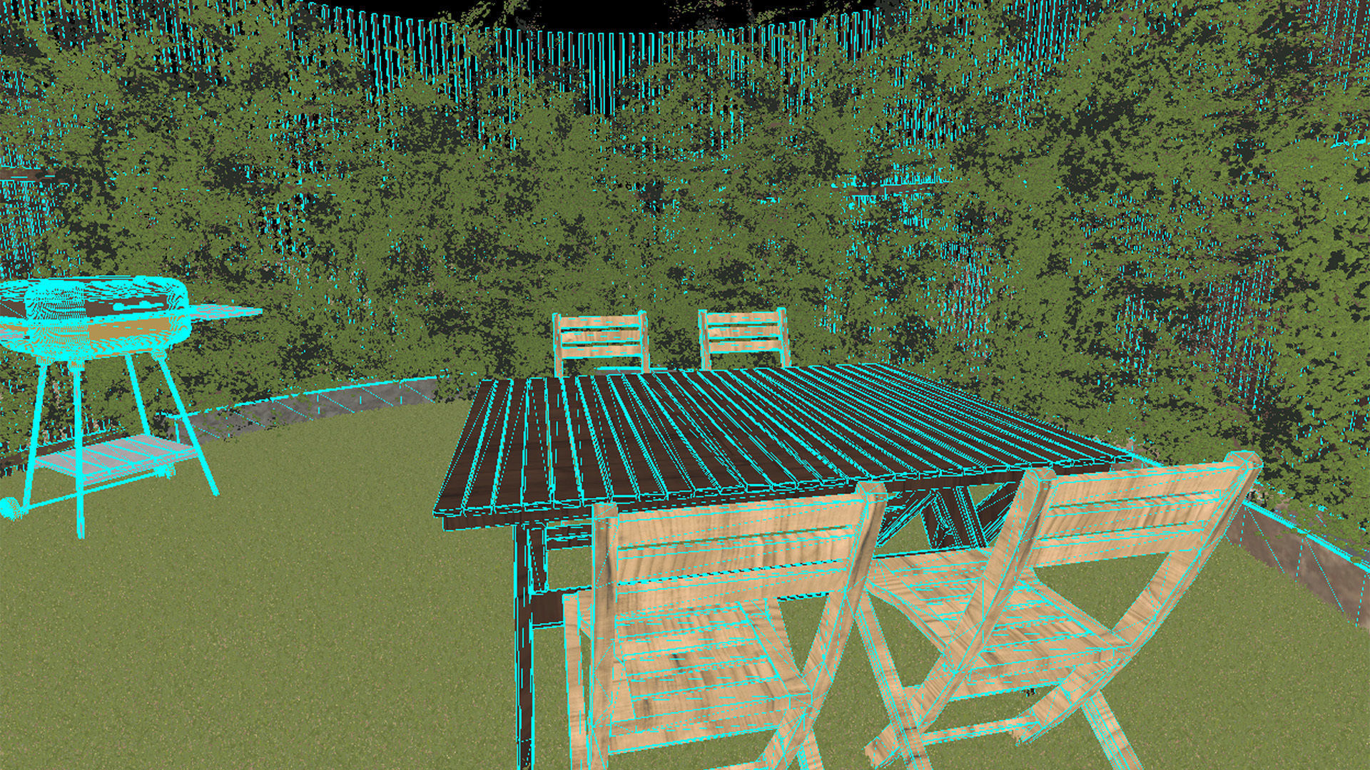 Round Gazebo with climber ivy fence 3D model_10