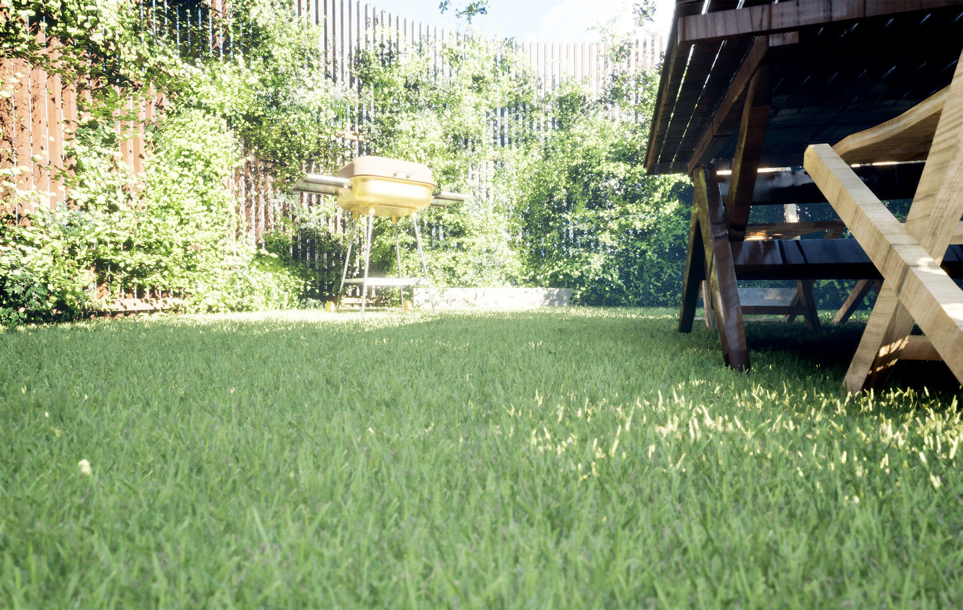 Round Gazebo with climber ivy fence 3D model_8