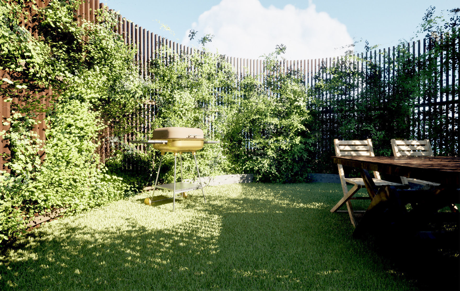 Round Gazebo with climber ivy fence 3D model_2