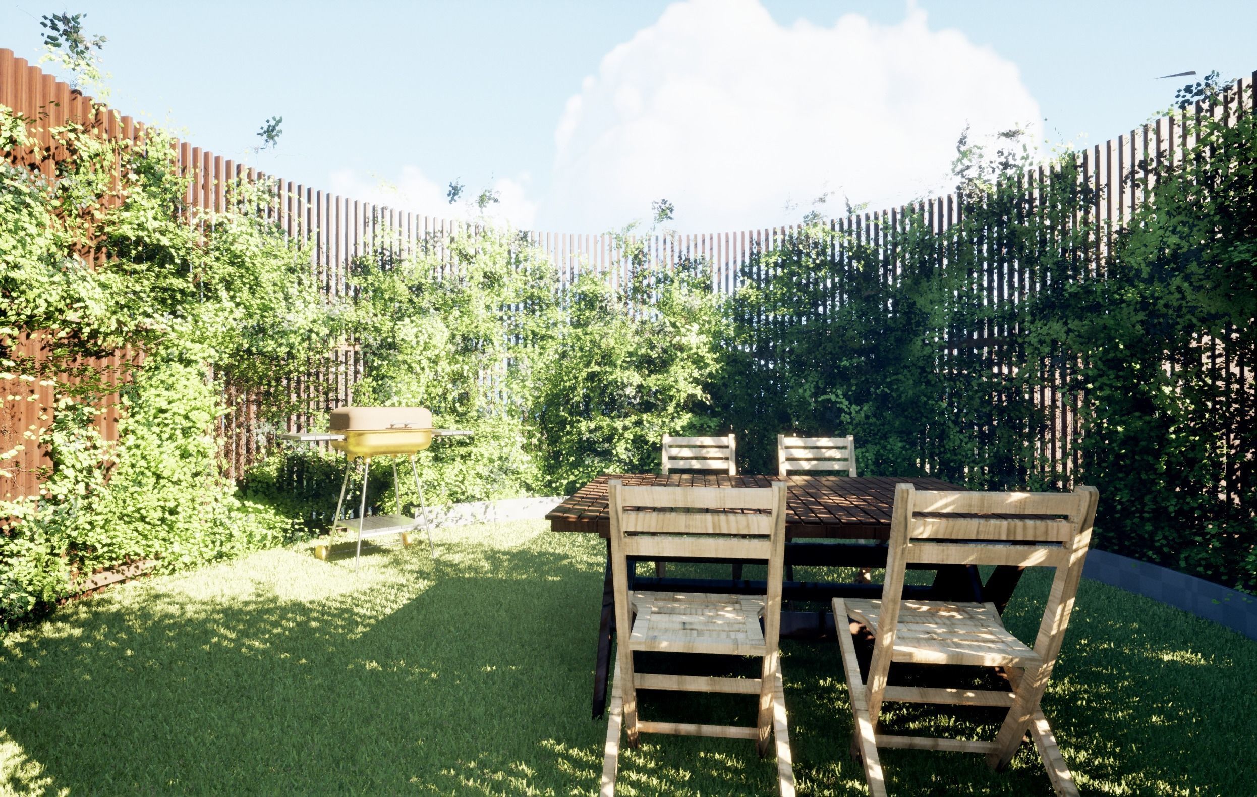 Round Gazebo with climber ivy fence 3D model_12