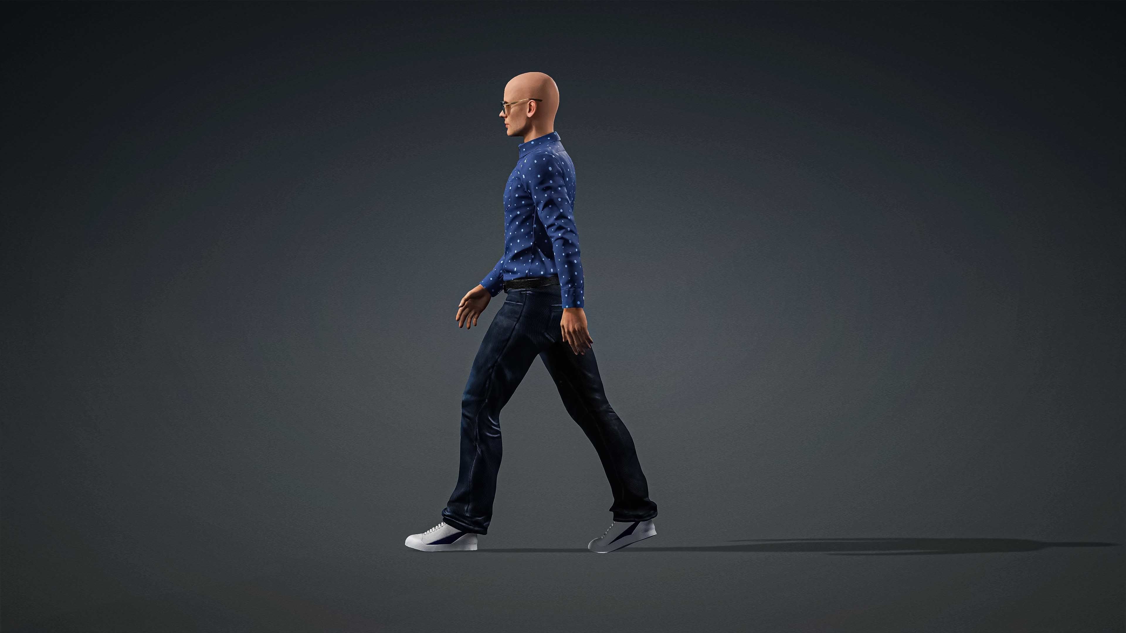 High Quality Male Casual Blue Shirt Low-poly 3D model_5