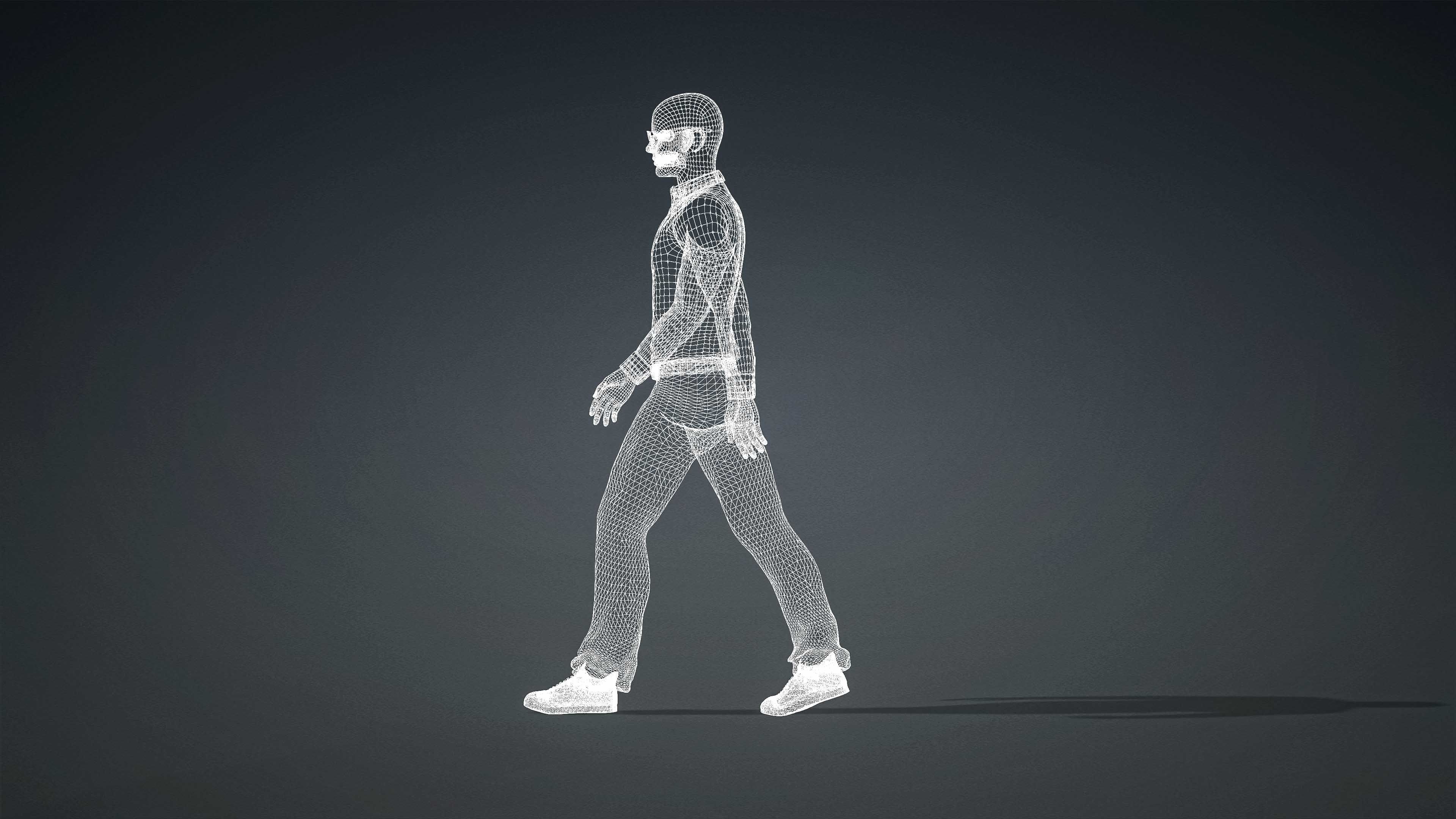 High Quality Male Casual Blue Shirt Low-poly 3D model_16