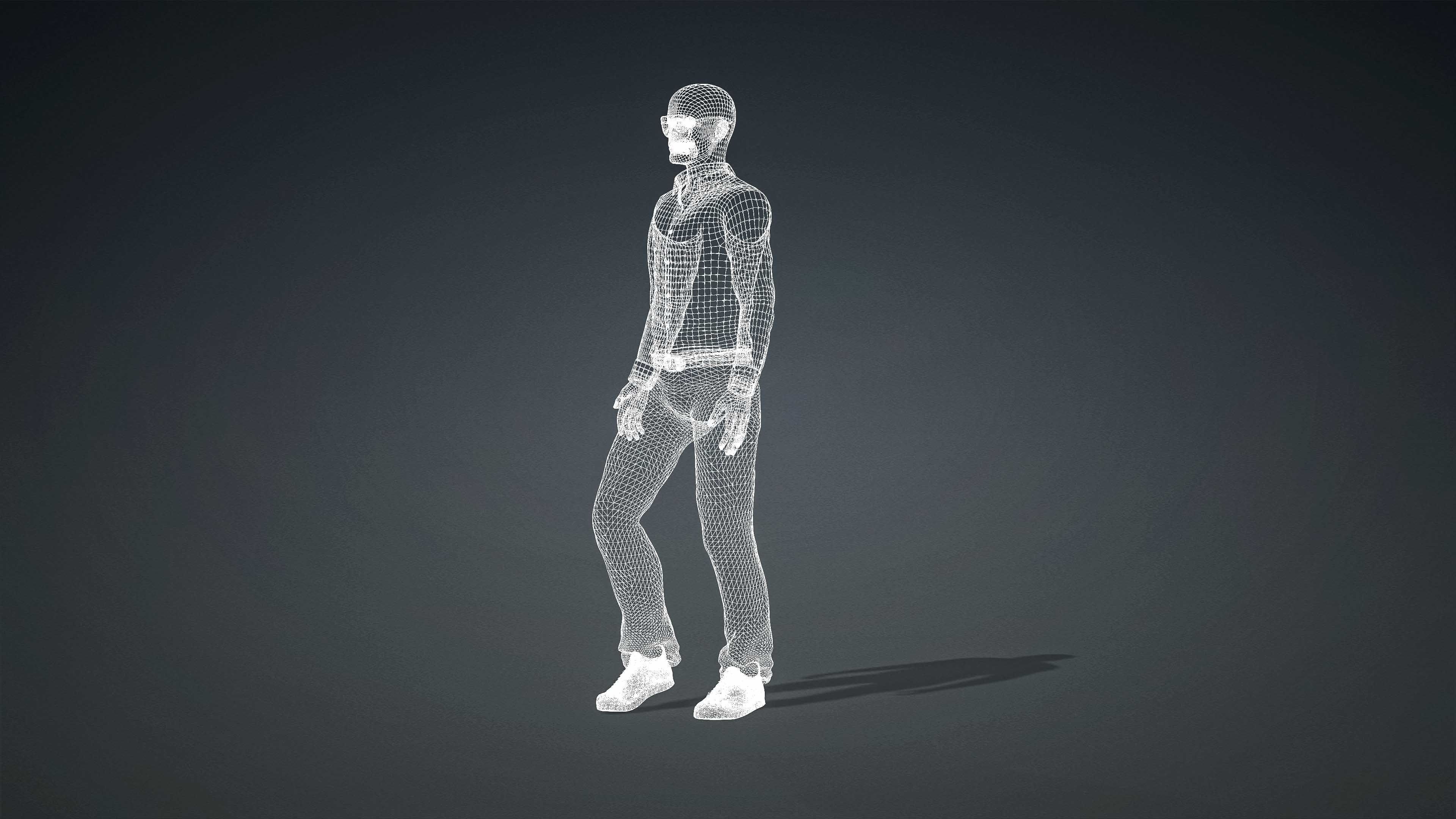 High Quality Male Casual Blue Shirt Low-poly 3D model_15