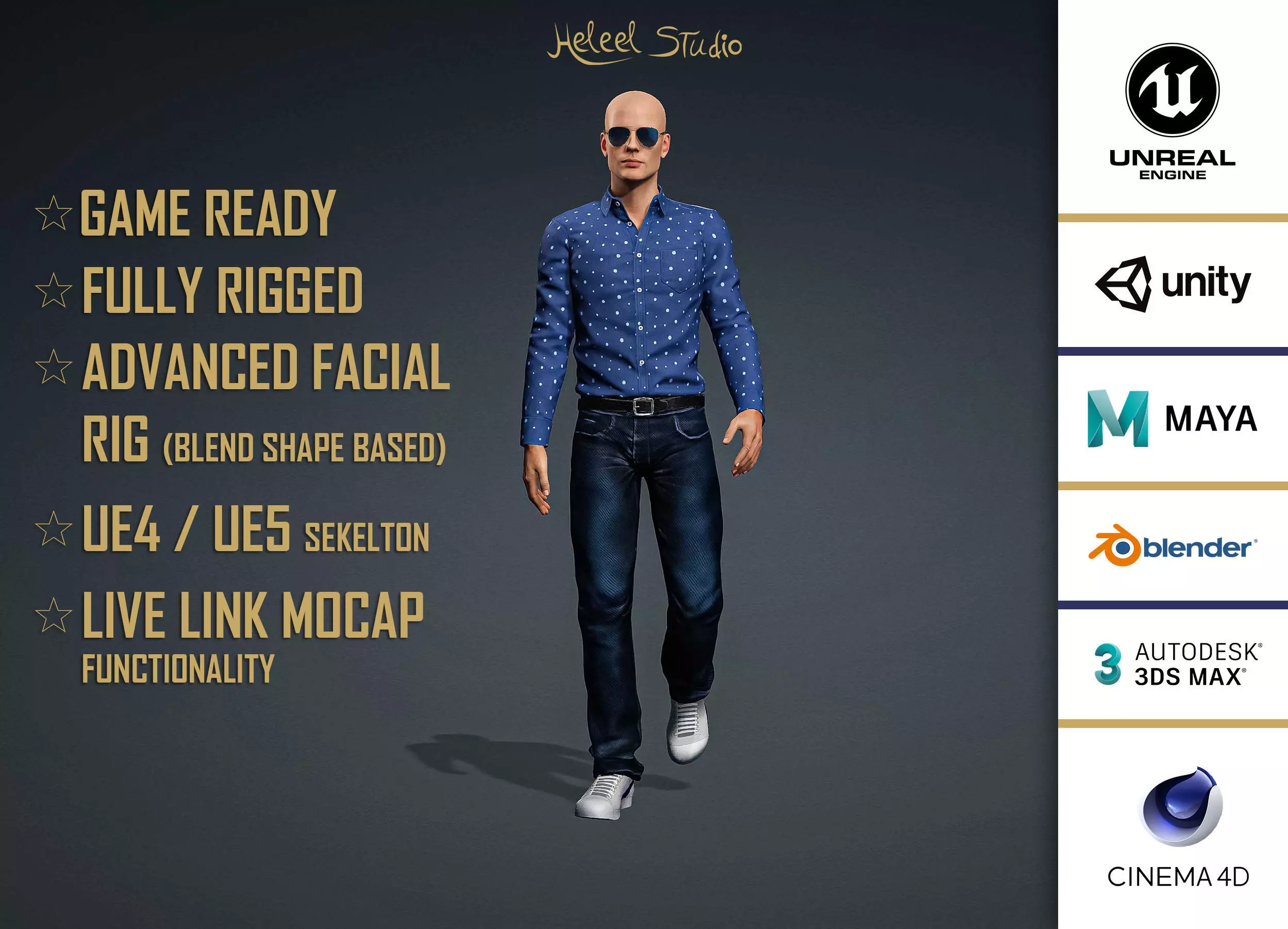 High Quality Male Casual Blue Shirt Low-poly 3D model_0
