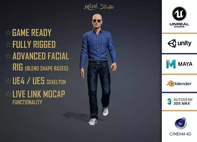 High Quality Male Casual Blue Shirt Low-poly 3D model