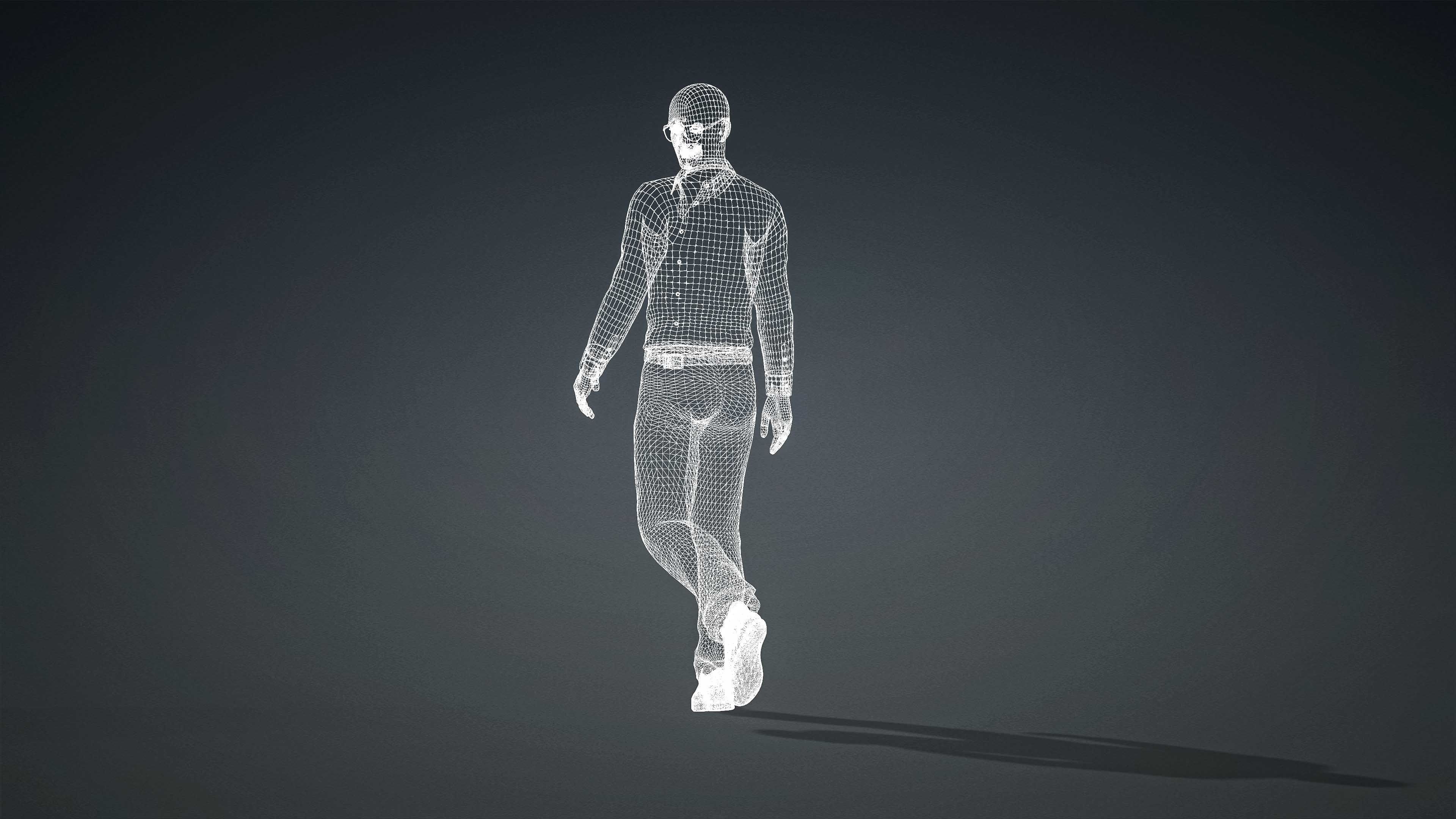 High Quality Male Casual Blue Shirt Low-poly 3D model_17