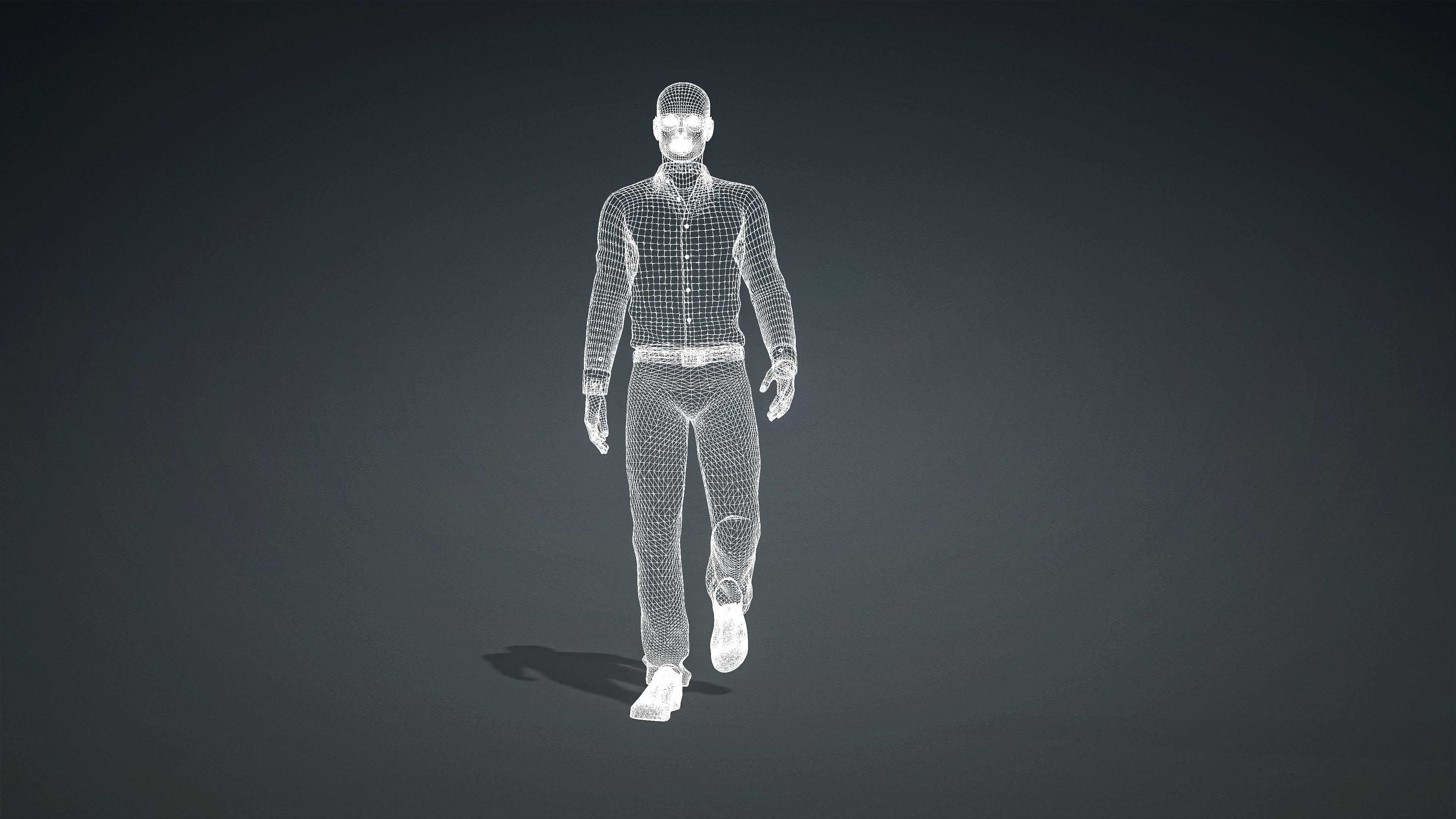 High Quality Male Casual Blue Shirt Low-poly 3D model_14