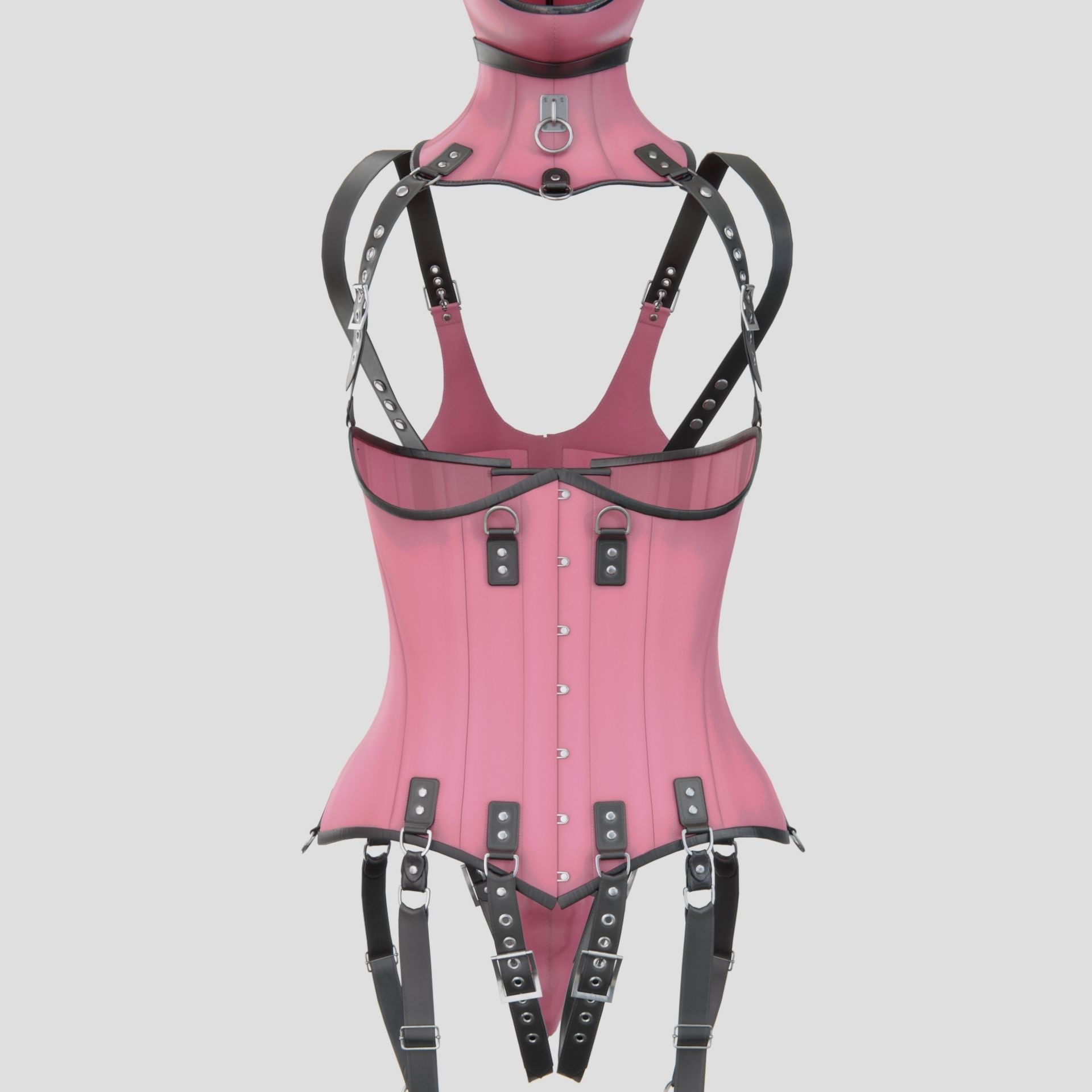BDSM Pink restraint corset strap costume set Low-poly 3D model_5