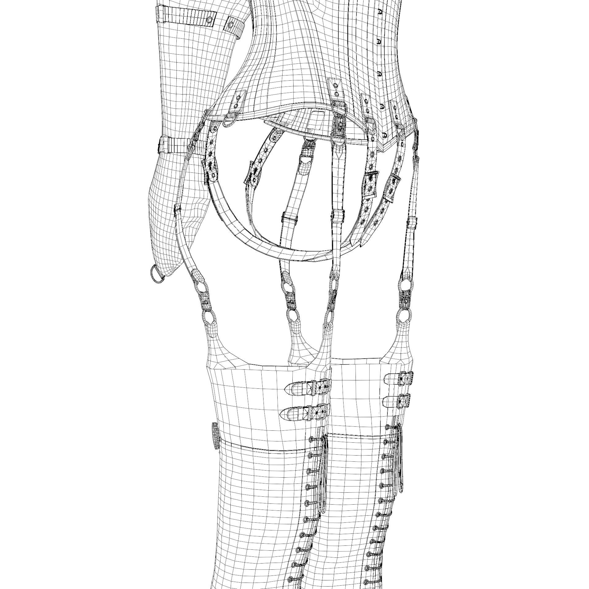 BDSM Pink restraint corset strap costume set Low-poly 3D model_21