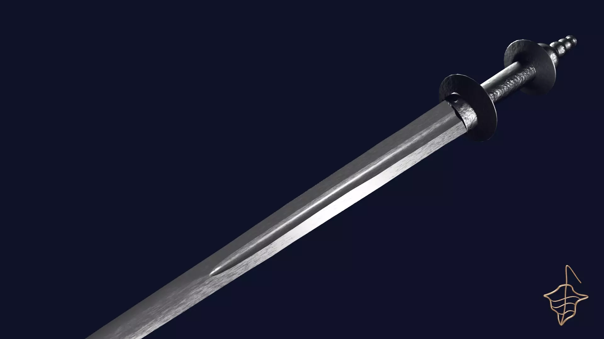 Excalibur sword with Khora handle Low-poly 3D model_0