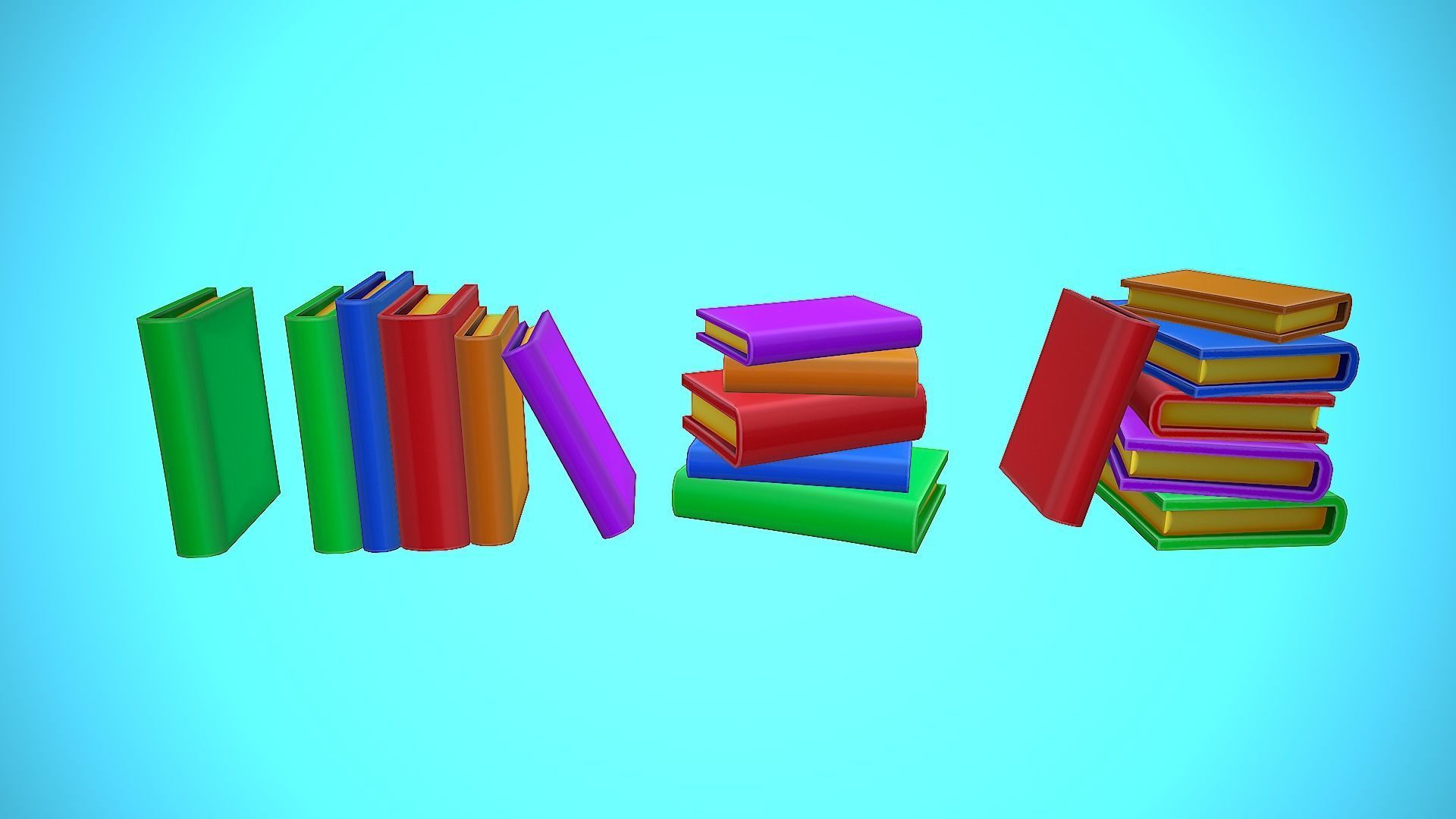 PILE OF BOOKS - BOOK CARTOON STYLIZED Low-poly 3D model_8