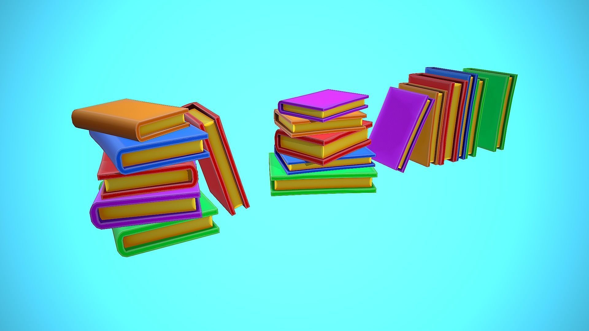 PILE OF BOOKS - BOOK CARTOON STYLIZED Low-poly 3D model_12