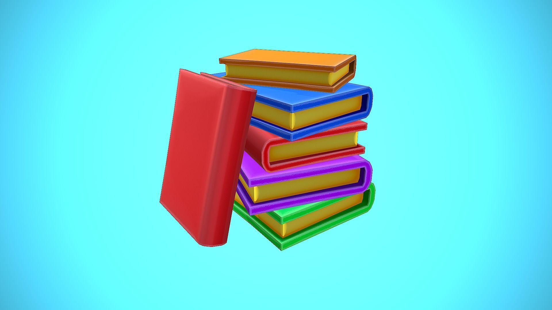PILE OF BOOKS - BOOK CARTOON STYLIZED Low-poly 3D model_13