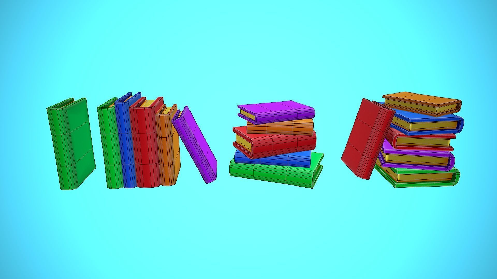 PILE OF BOOKS - BOOK CARTOON STYLIZED Low-poly 3D model_9