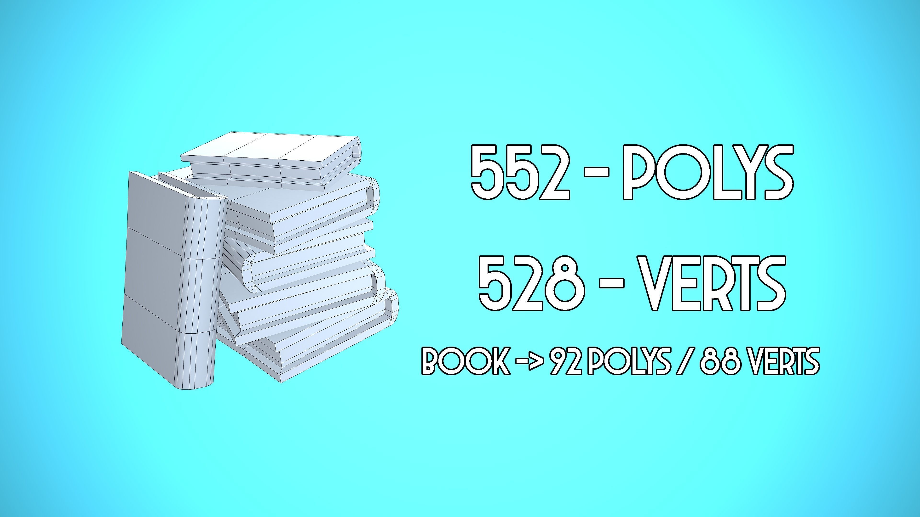 PILE OF BOOKS - BOOK CARTOON STYLIZED Low-poly 3D model_5