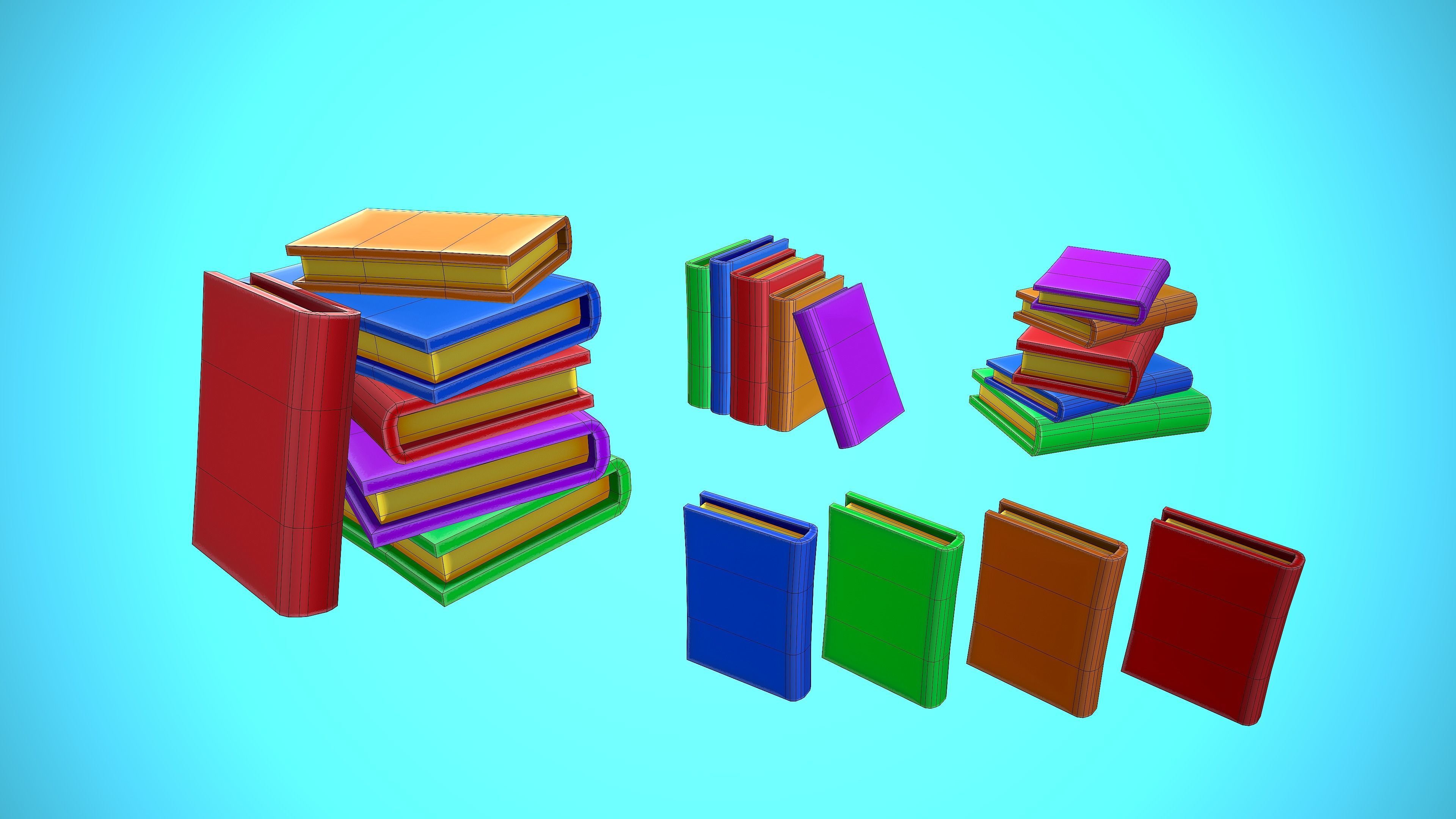 PILE OF BOOKS - BOOK CARTOON STYLIZED Low-poly 3D model_6