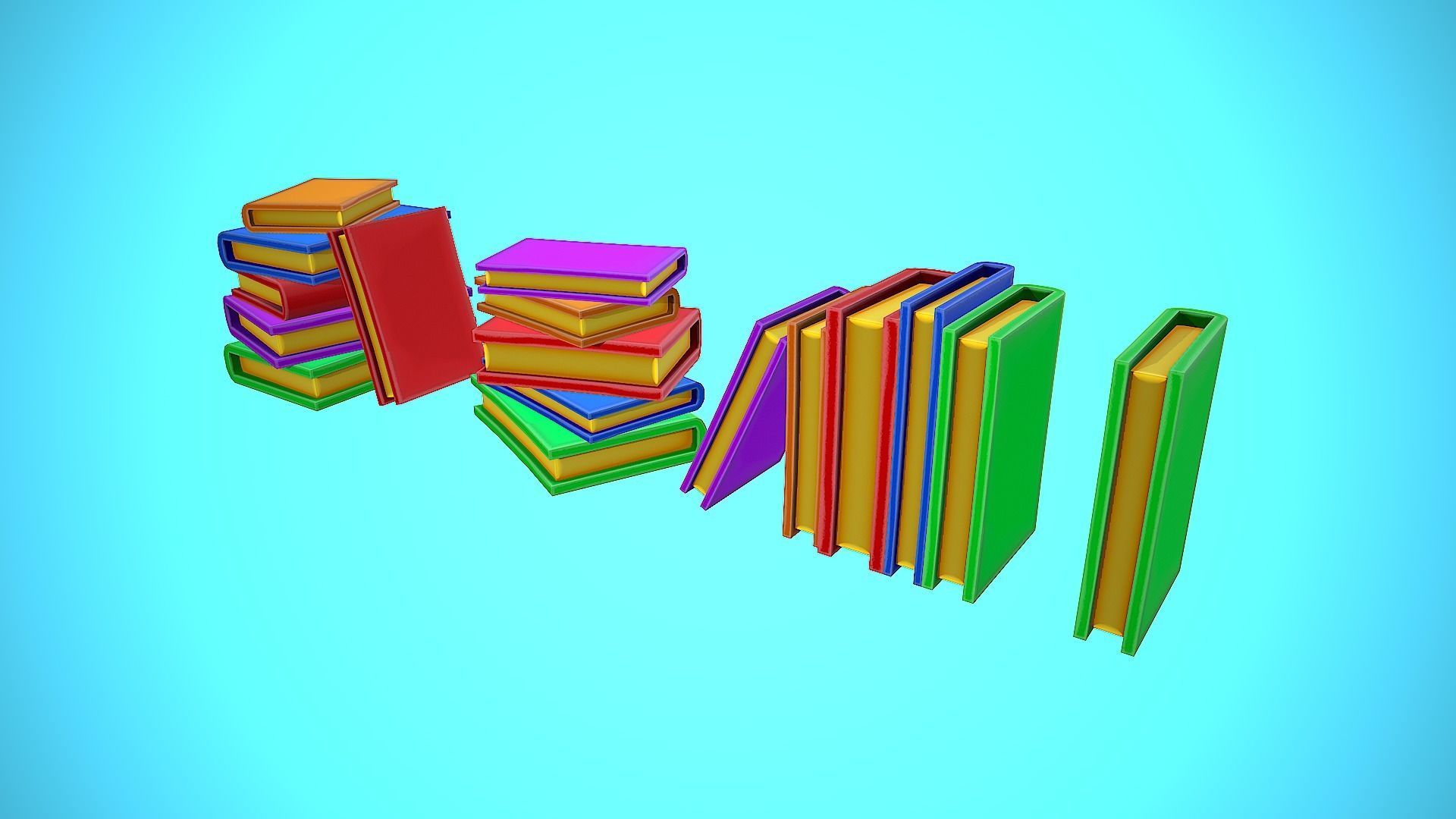 PILE OF BOOKS - BOOK CARTOON STYLIZED Low-poly 3D model_11