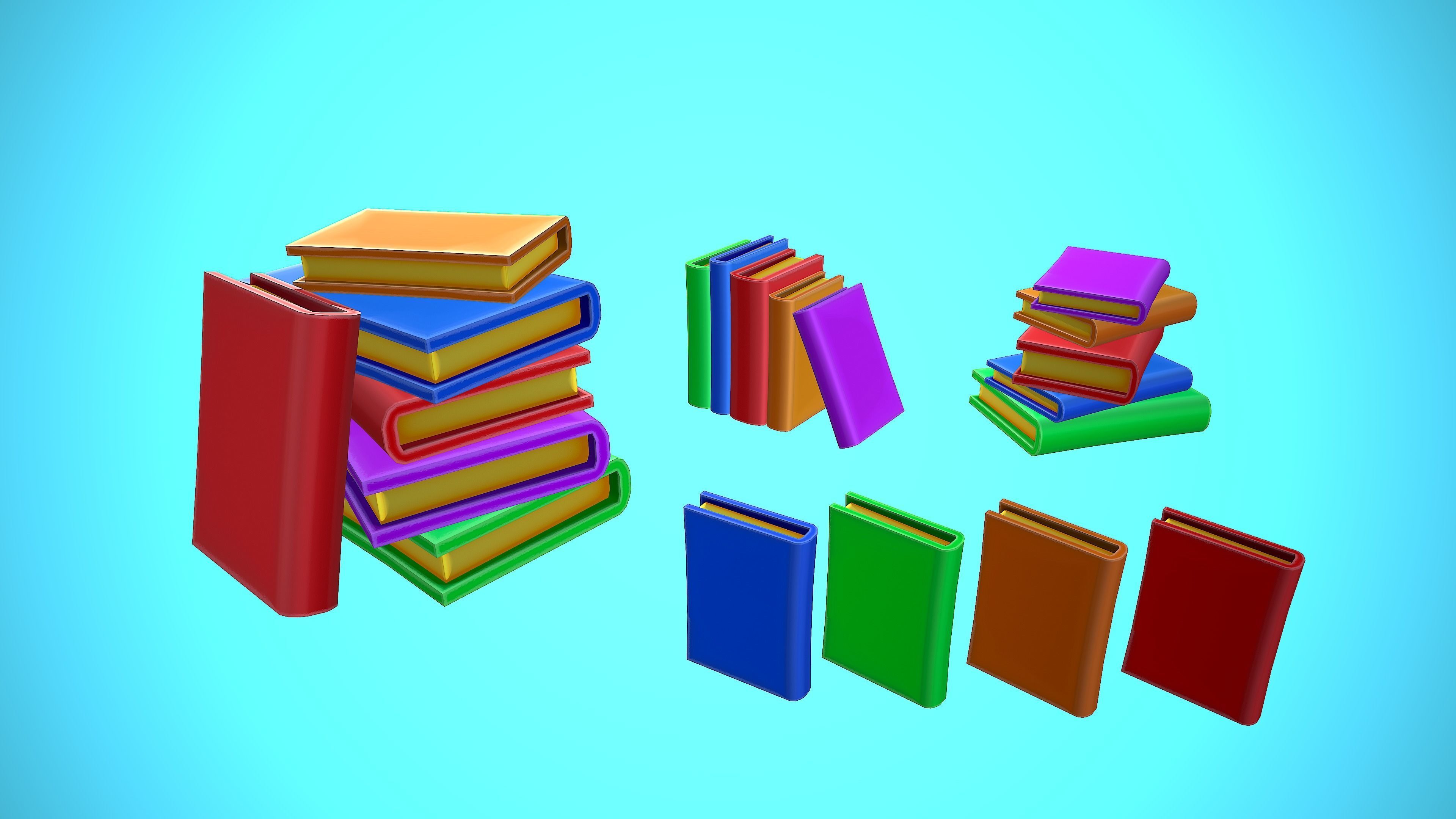 PILE OF BOOKS - BOOK CARTOON STYLIZED Low-poly 3D model_7