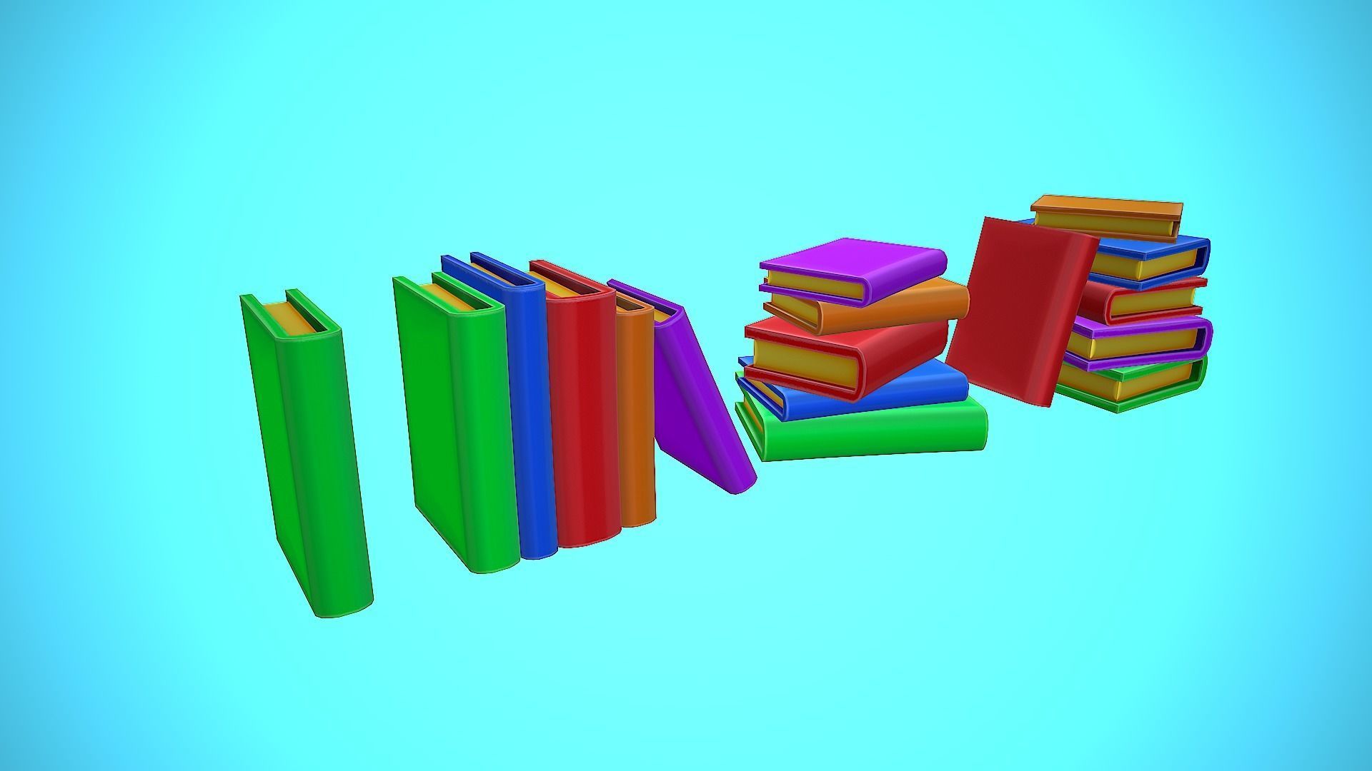 PILE OF BOOKS - BOOK CARTOON STYLIZED Low-poly 3D model_10