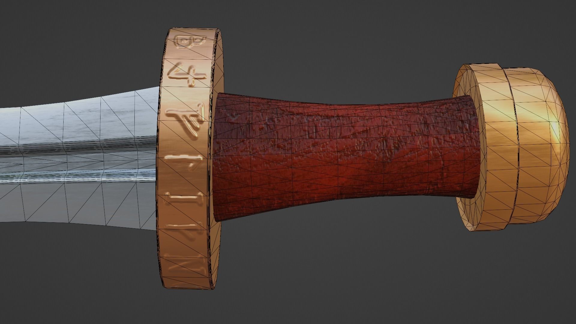 Xyphos sword with Spatha handle Low-poly 3D model_13