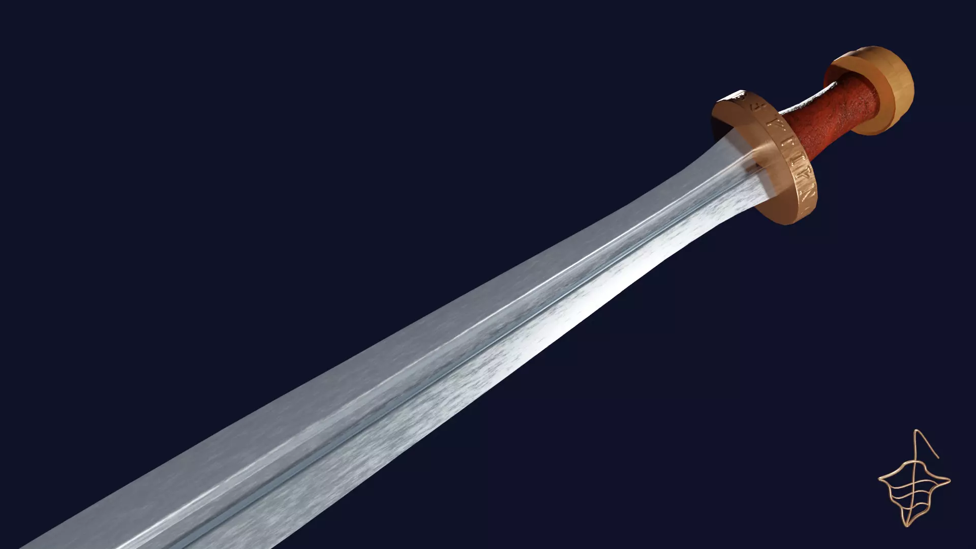 Xyphos sword with Spatha handle Low-poly 3D model_0