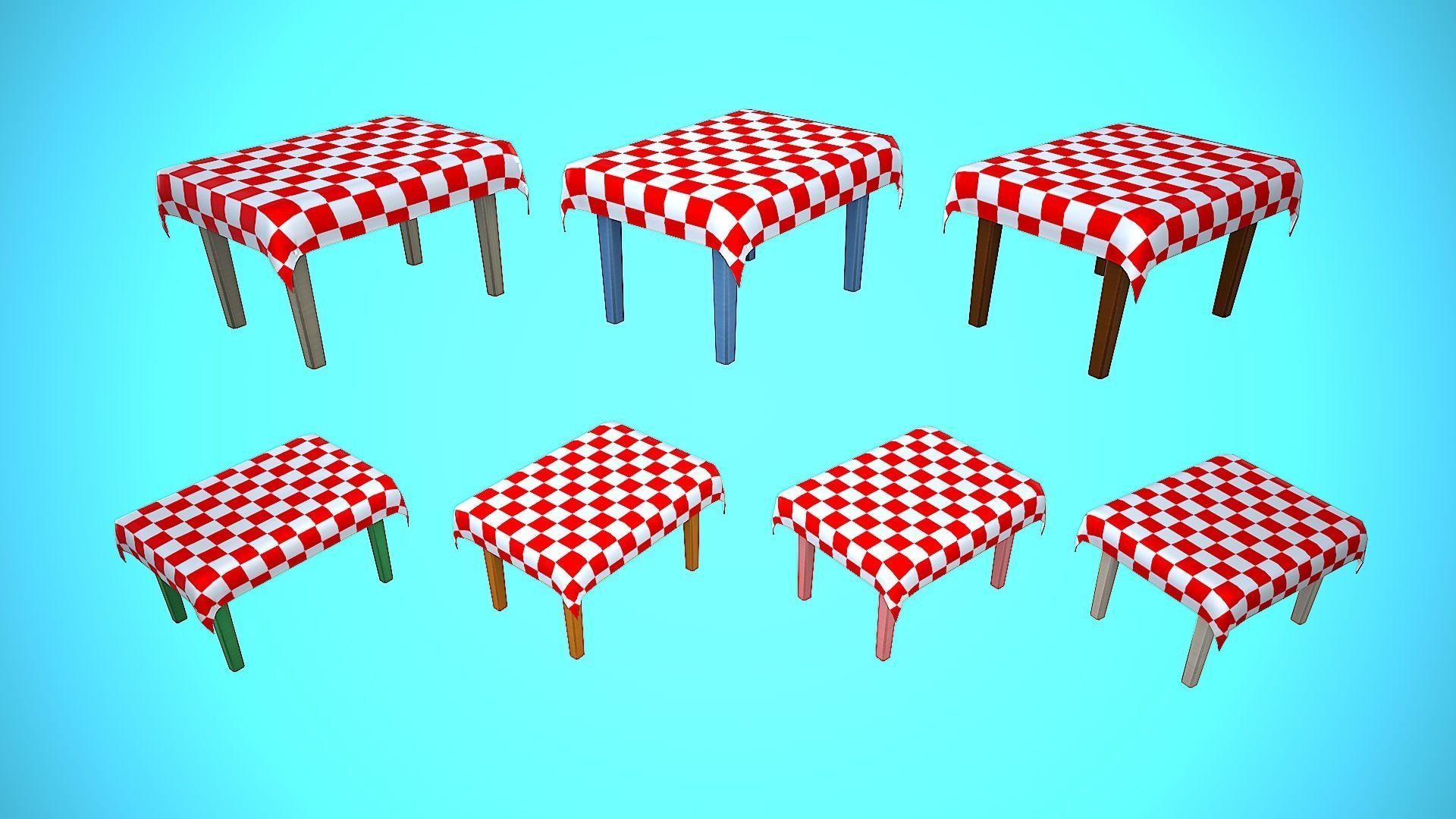 TABLE 01 TABLECLOTH FURNITURE CARTOON STYLIZED  Low-poly 3D model_5