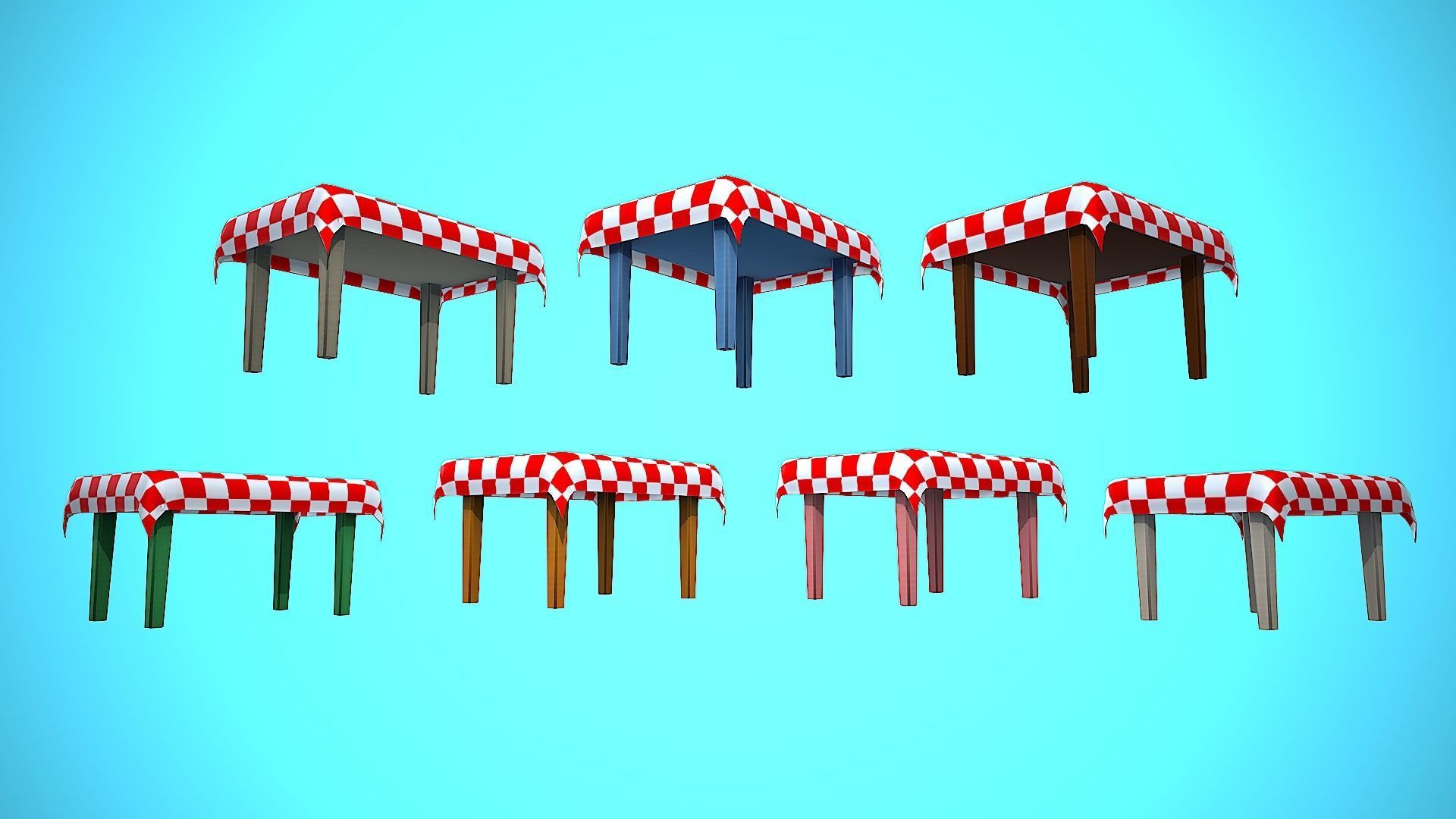 TABLE 01 TABLECLOTH FURNITURE CARTOON STYLIZED  Low-poly 3D model_6