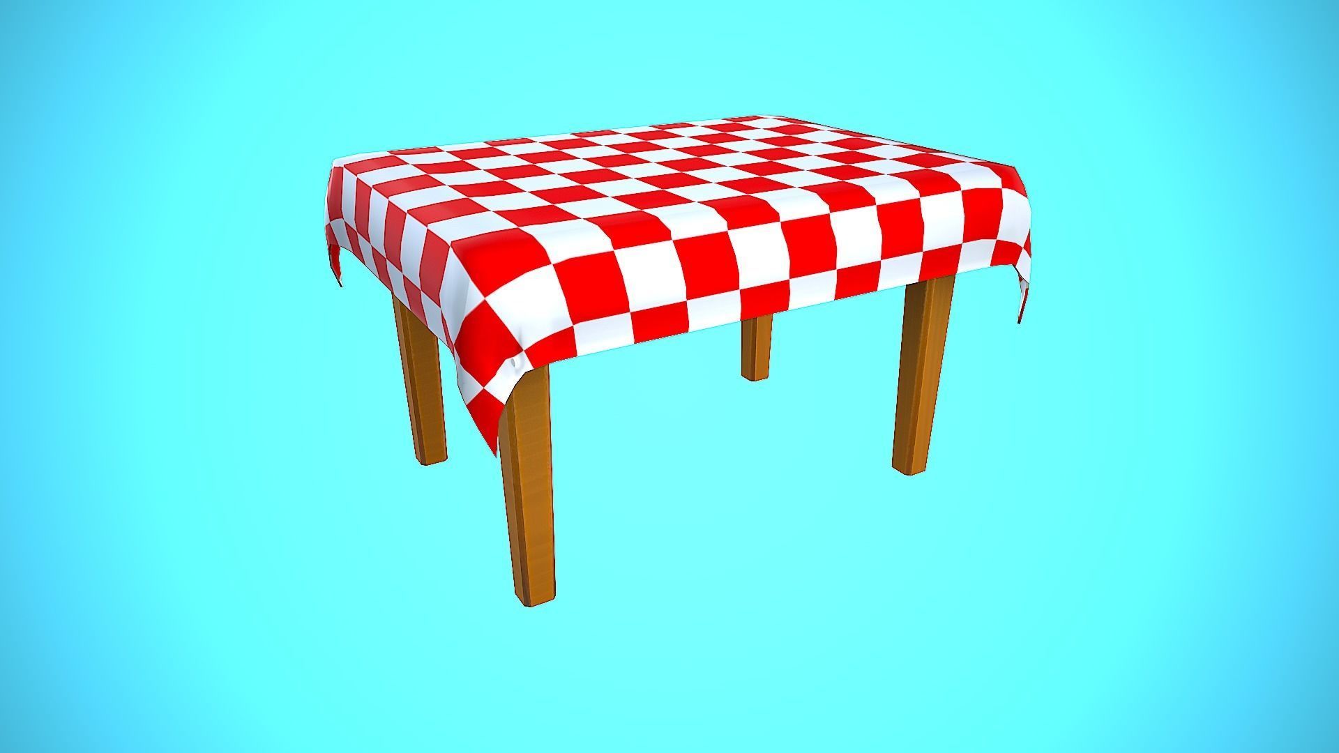 TABLE 01 TABLECLOTH FURNITURE CARTOON STYLIZED  Low-poly 3D model_8