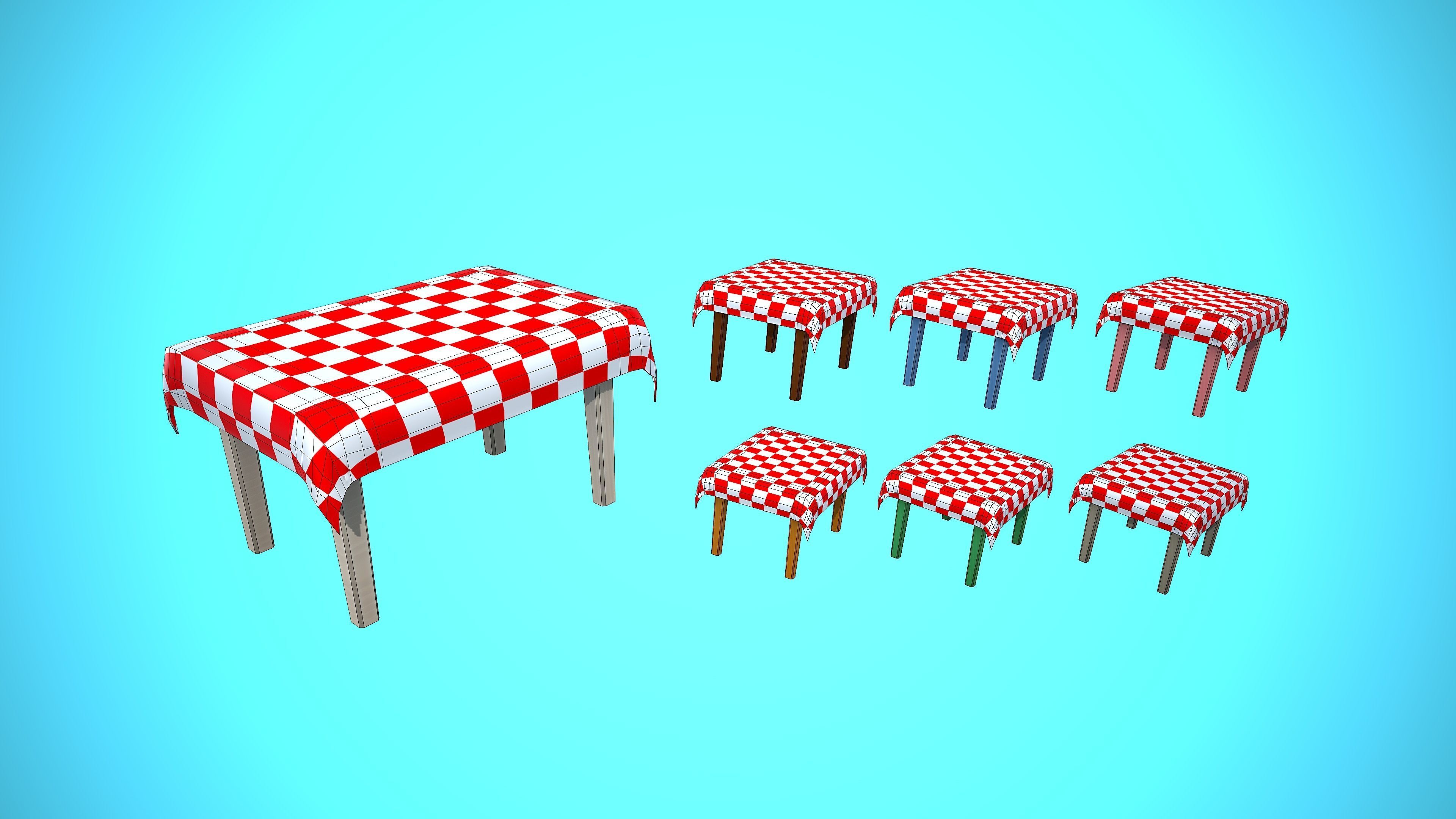 TABLE 01 TABLECLOTH FURNITURE CARTOON STYLIZED  Low-poly 3D model_4