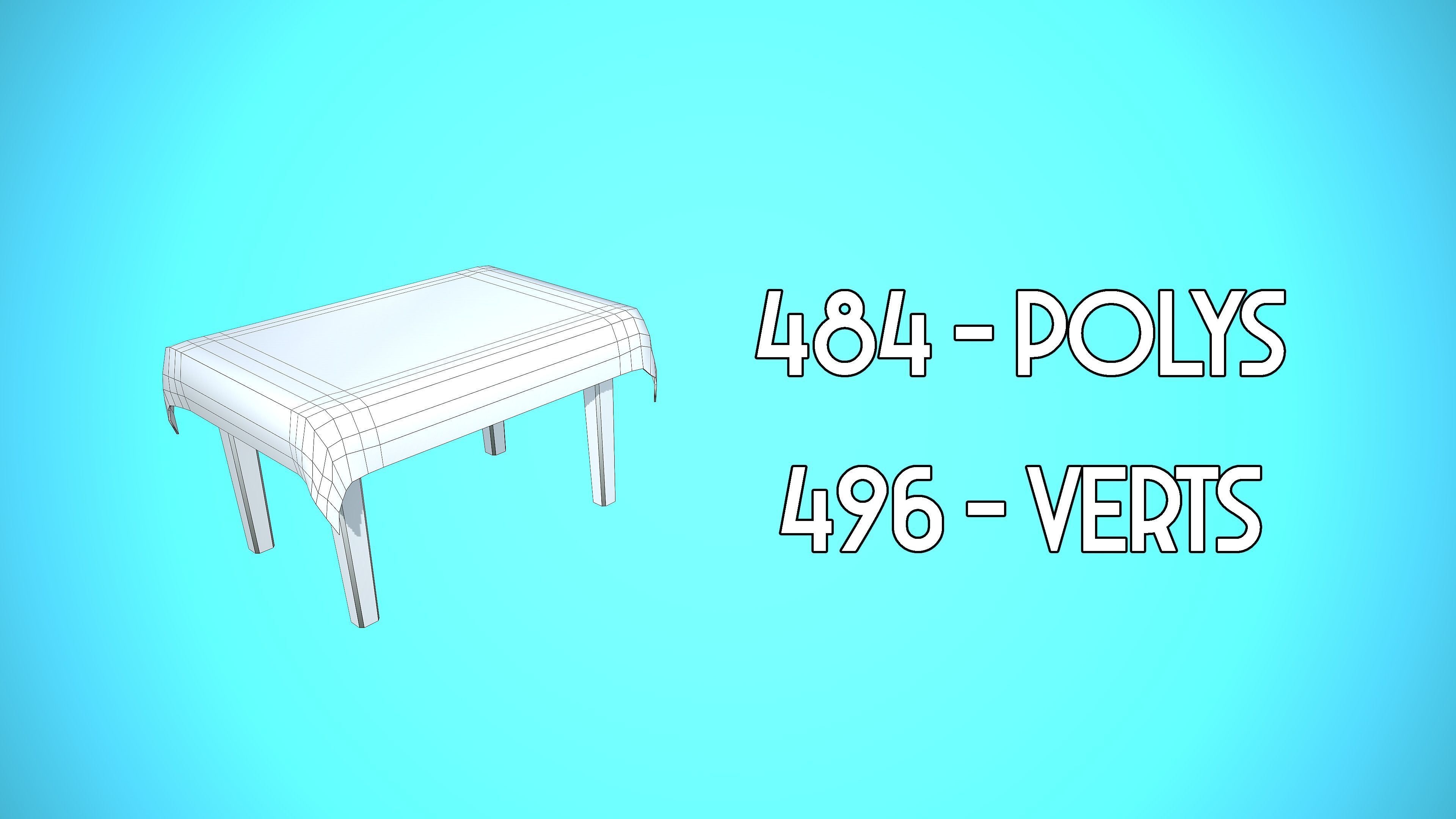 TABLE 01 TABLECLOTH FURNITURE CARTOON STYLIZED  Low-poly 3D model_2