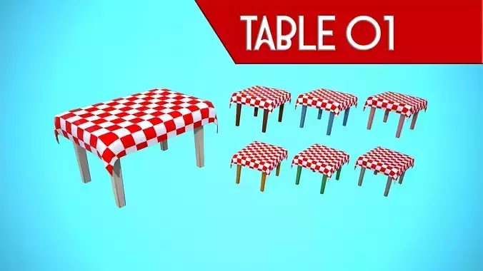 TABLE 01 TABLECLOTH FURNITURE CARTOON STYLIZED  Low-poly 3D model