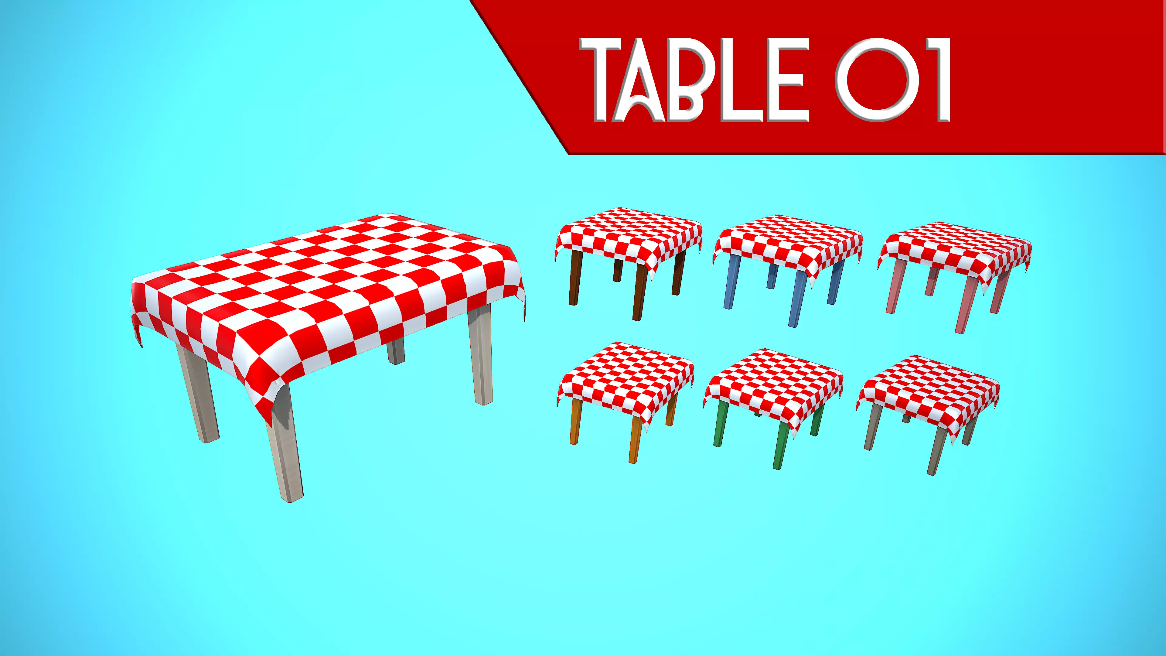 TABLE 01 TABLECLOTH FURNITURE CARTOON STYLIZED  Low-poly 3D model_0