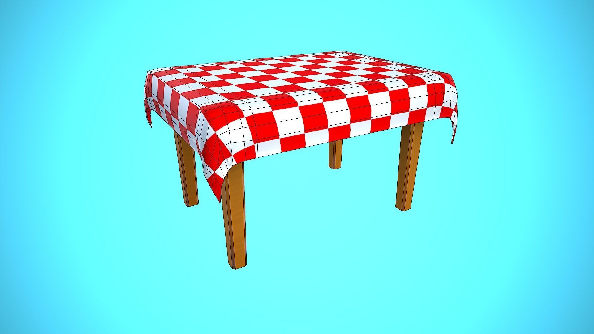 TABLE 01 TABLECLOTH FURNITURE CARTOON STYLIZED  Low-poly 3D model_14